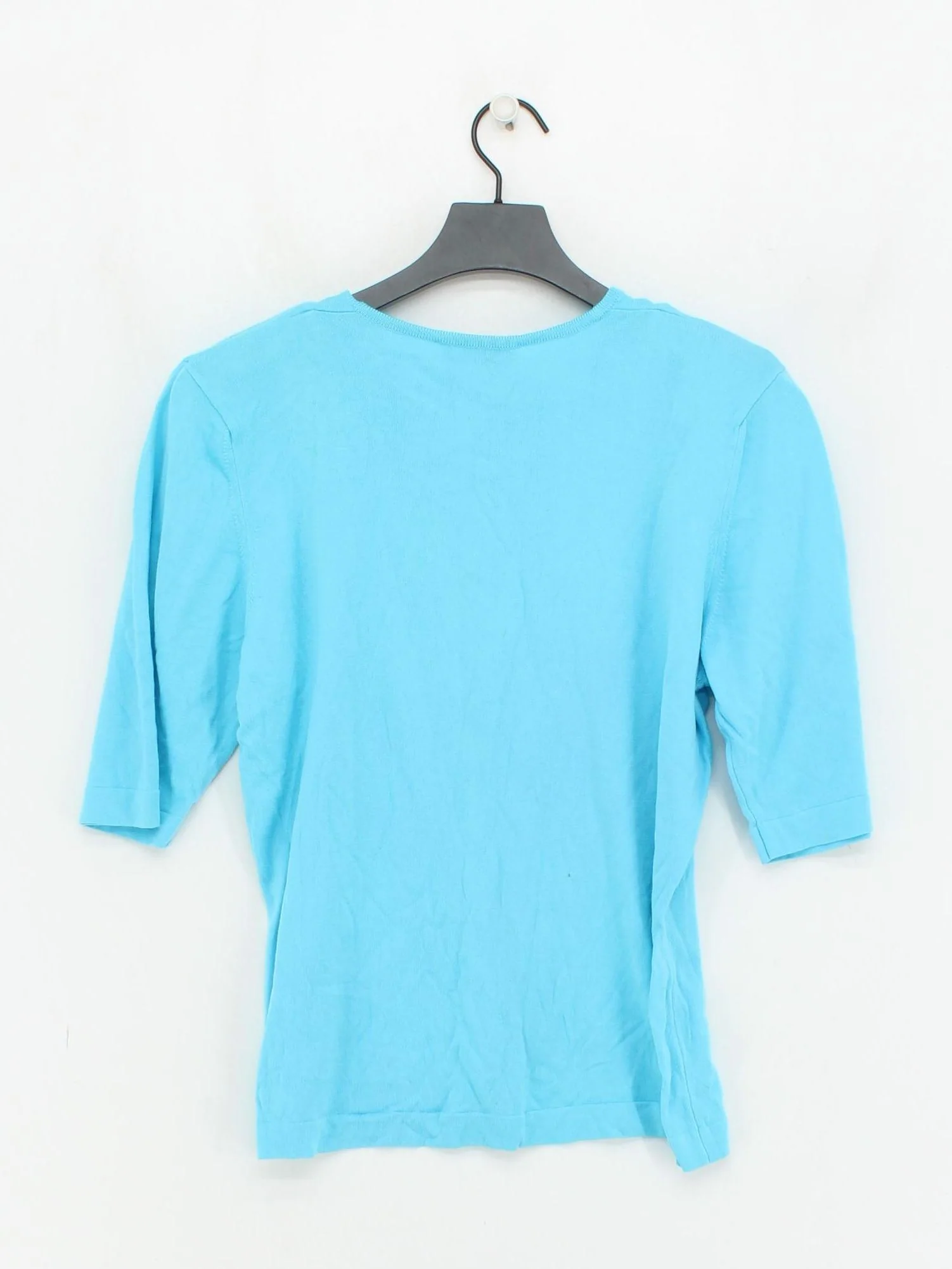Jaeger Women's T-Shirt M Blue 100% Cotton Short Sleeve Round Neck Basic - Image 2