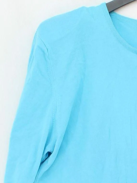 Jaeger Women's T-Shirt M Blue 100% Cotton Short Sleeve Round Neck Basic - Image 4