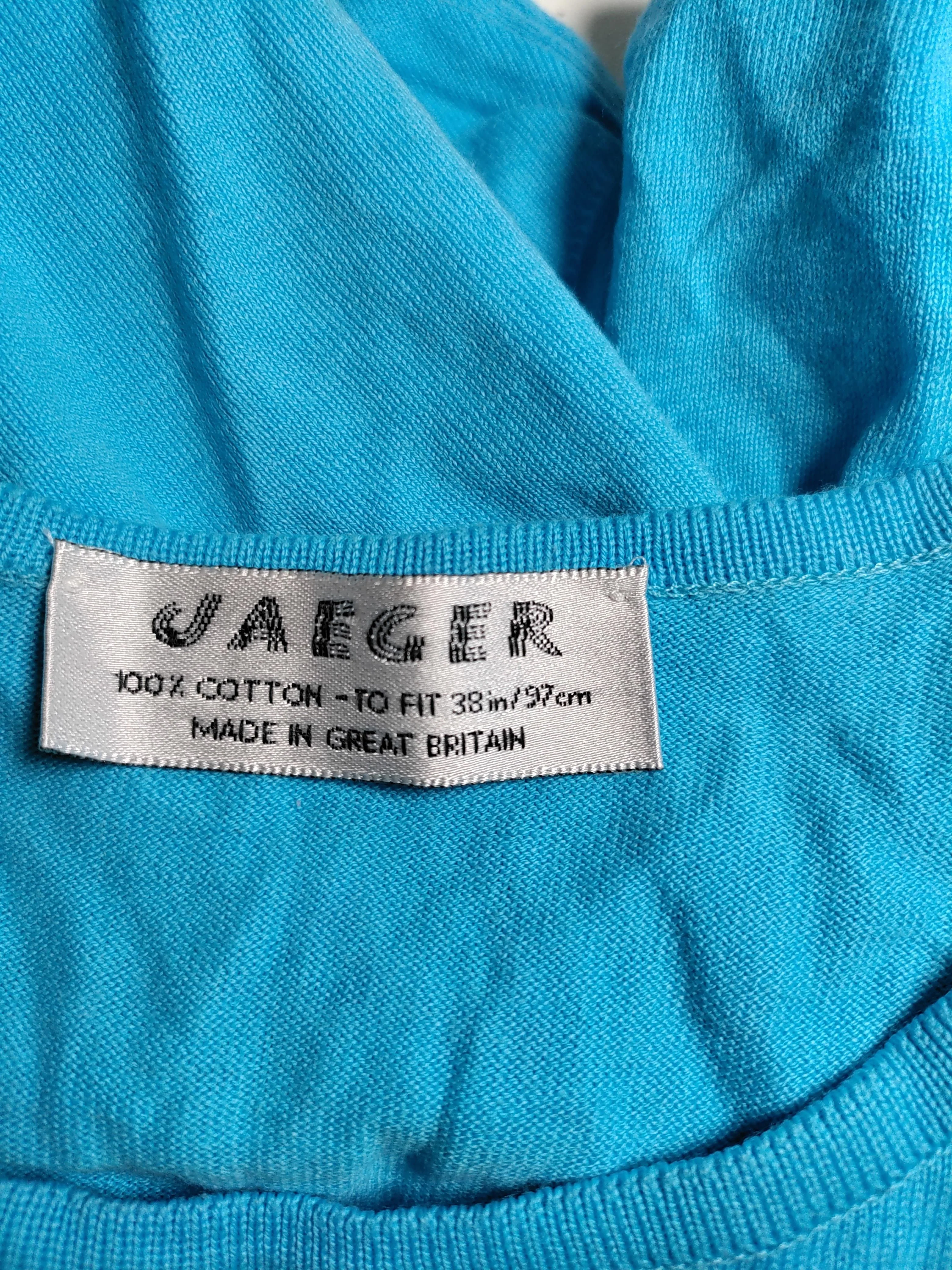 Jaeger Women's T-Shirt M Blue 100% Cotton Short Sleeve Round Neck Basic - Image 5