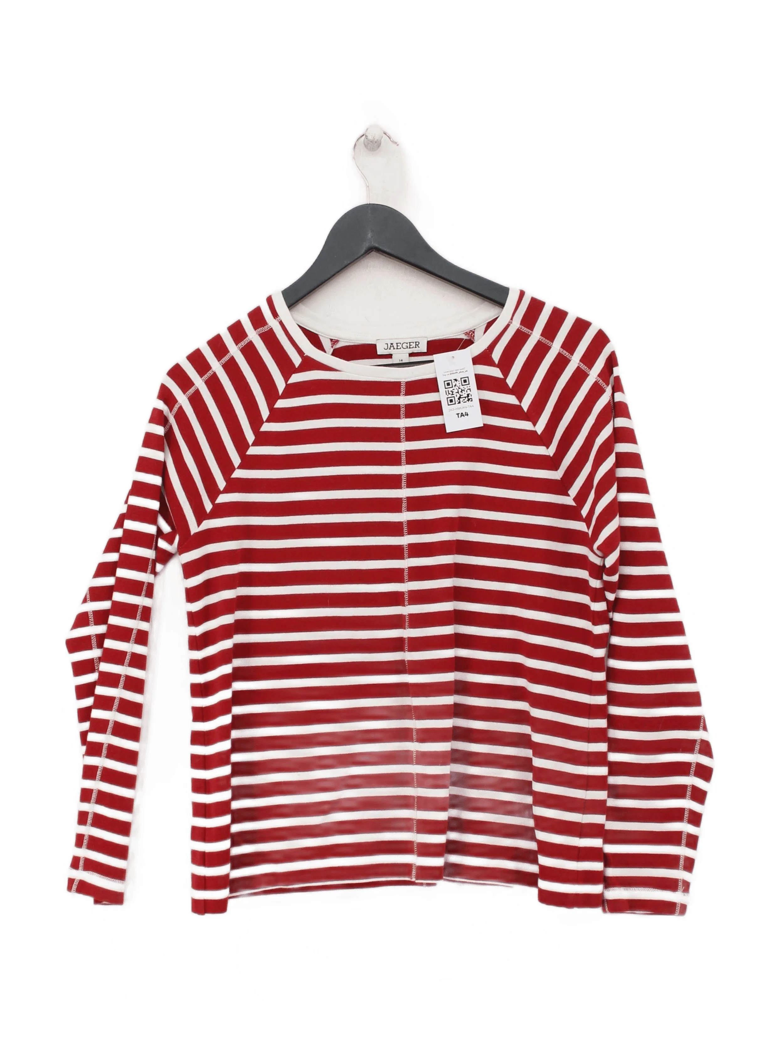 Jaeger Women's T-Shirt UK 14 Red 100% Cotton Basic