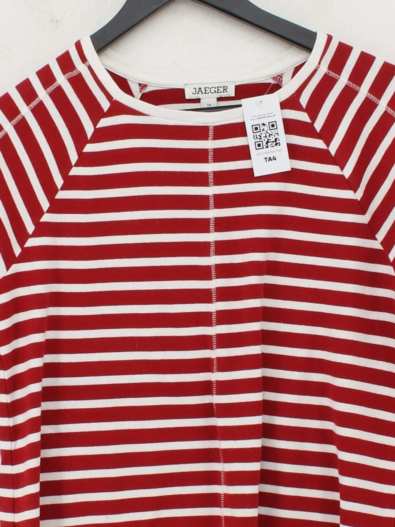 Jaeger Women's T-Shirt UK 14 Red 100% Cotton Basic - Image 3