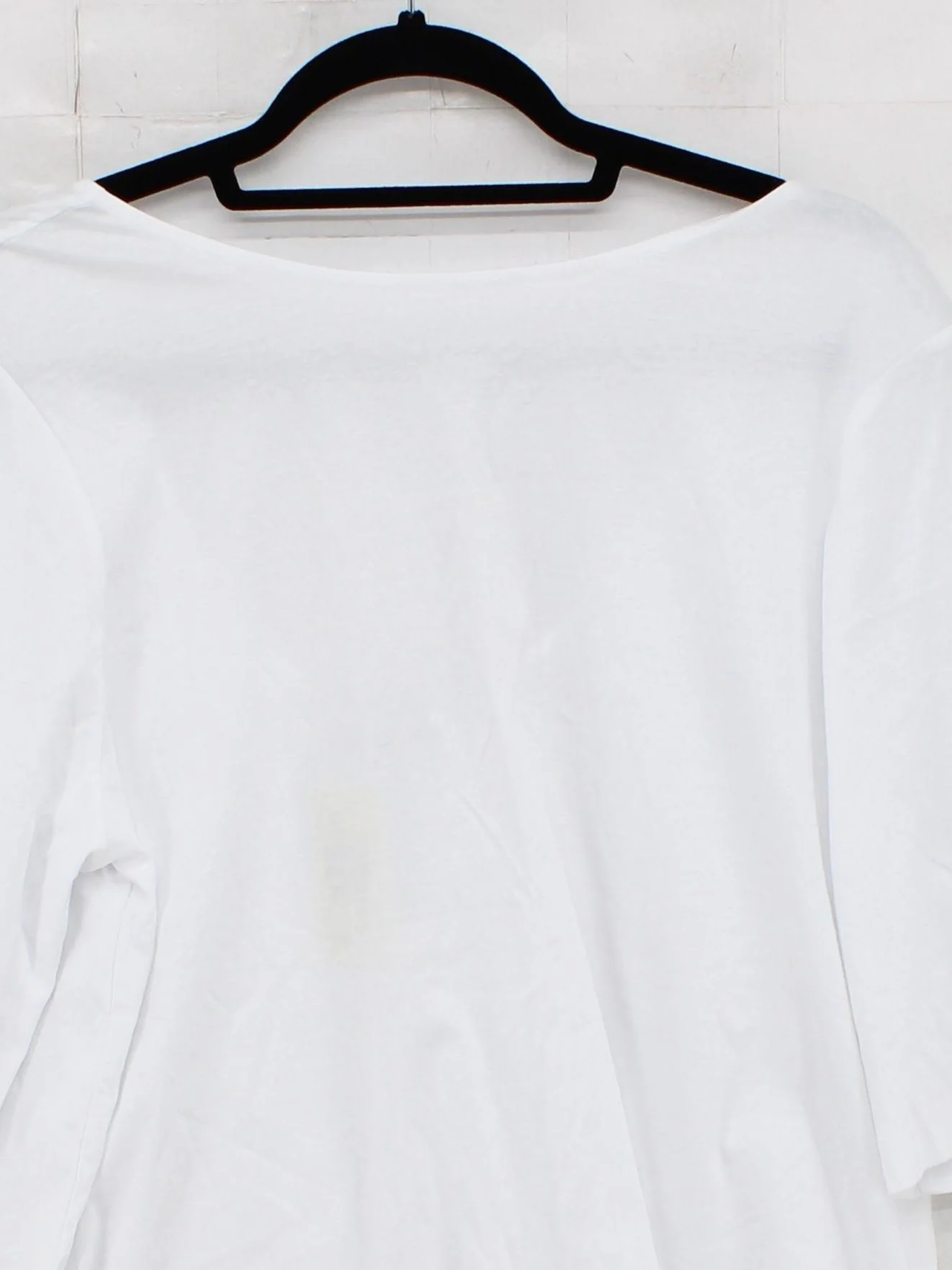 Jaeger Women's T-Shirt UK 20 White 100% Cotton Short Sleeve V-Neck Basic - Image 3