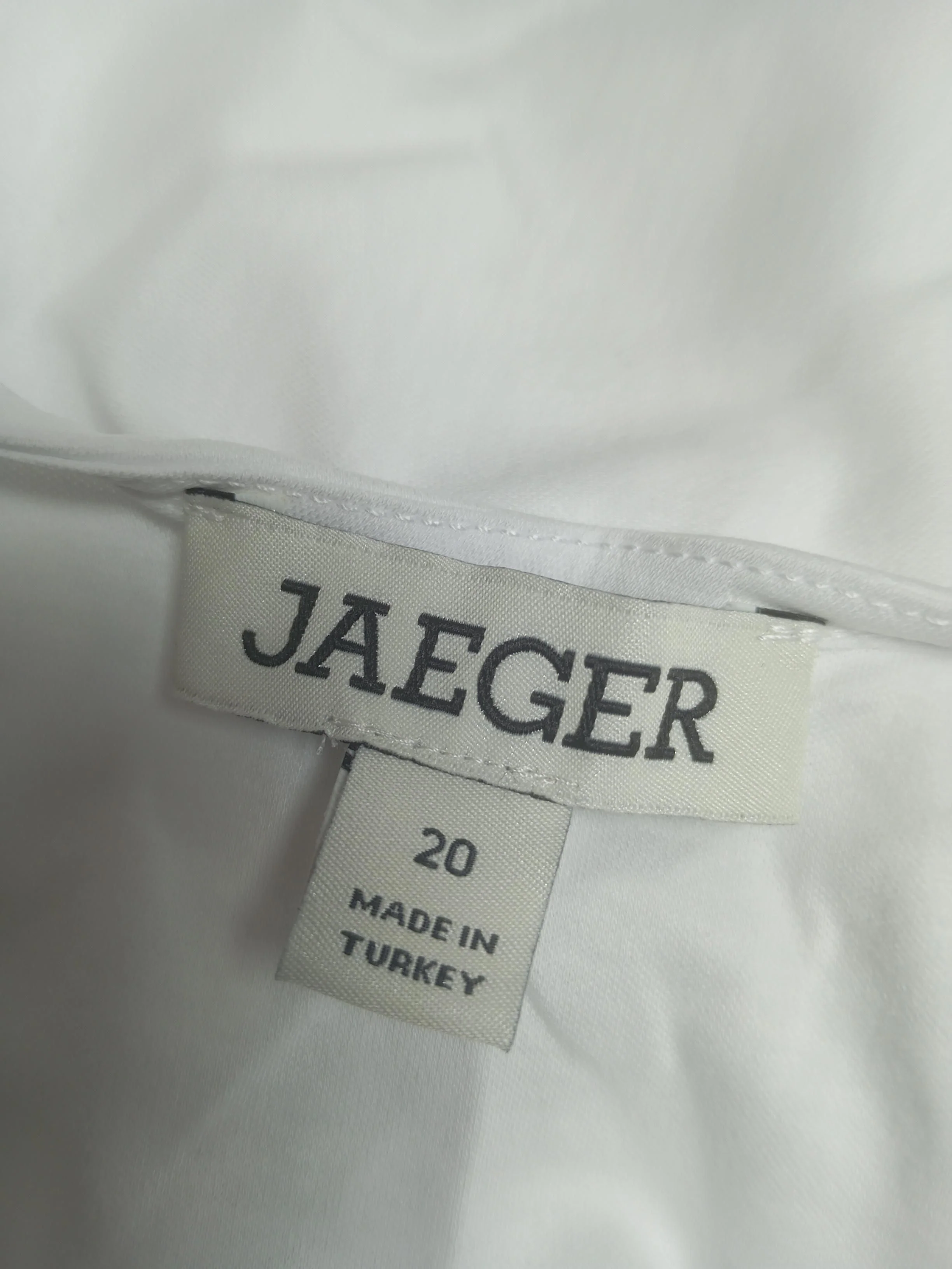 Jaeger Women's T-Shirt UK 20 White 100% Cotton Short Sleeve V-Neck Basic - Image 5