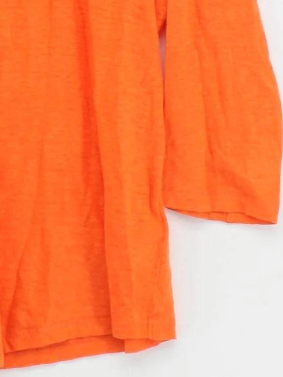 Jaeger Women's Top L Orange 100% Linen 3/4 Sleeve V-Neck Basic - Image 4