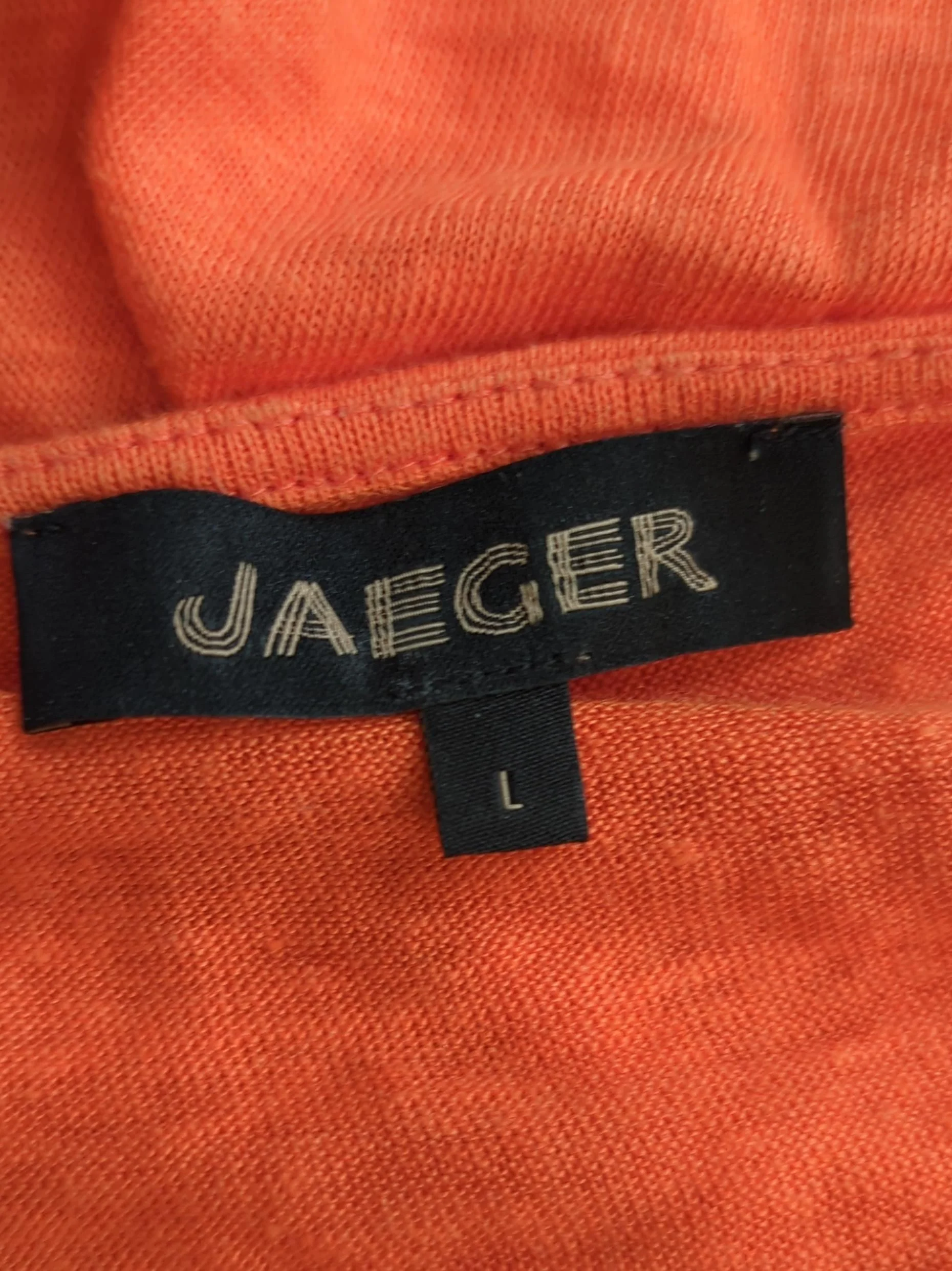 Jaeger Women's Top L Orange 100% Linen 3/4 Sleeve V-Neck Basic - Image 5
