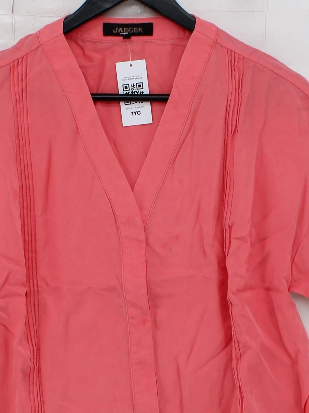 Jaeger Women's Top L Pink 100% Lyocell Modal Short Sleeve V-Neck Basic - Image 3