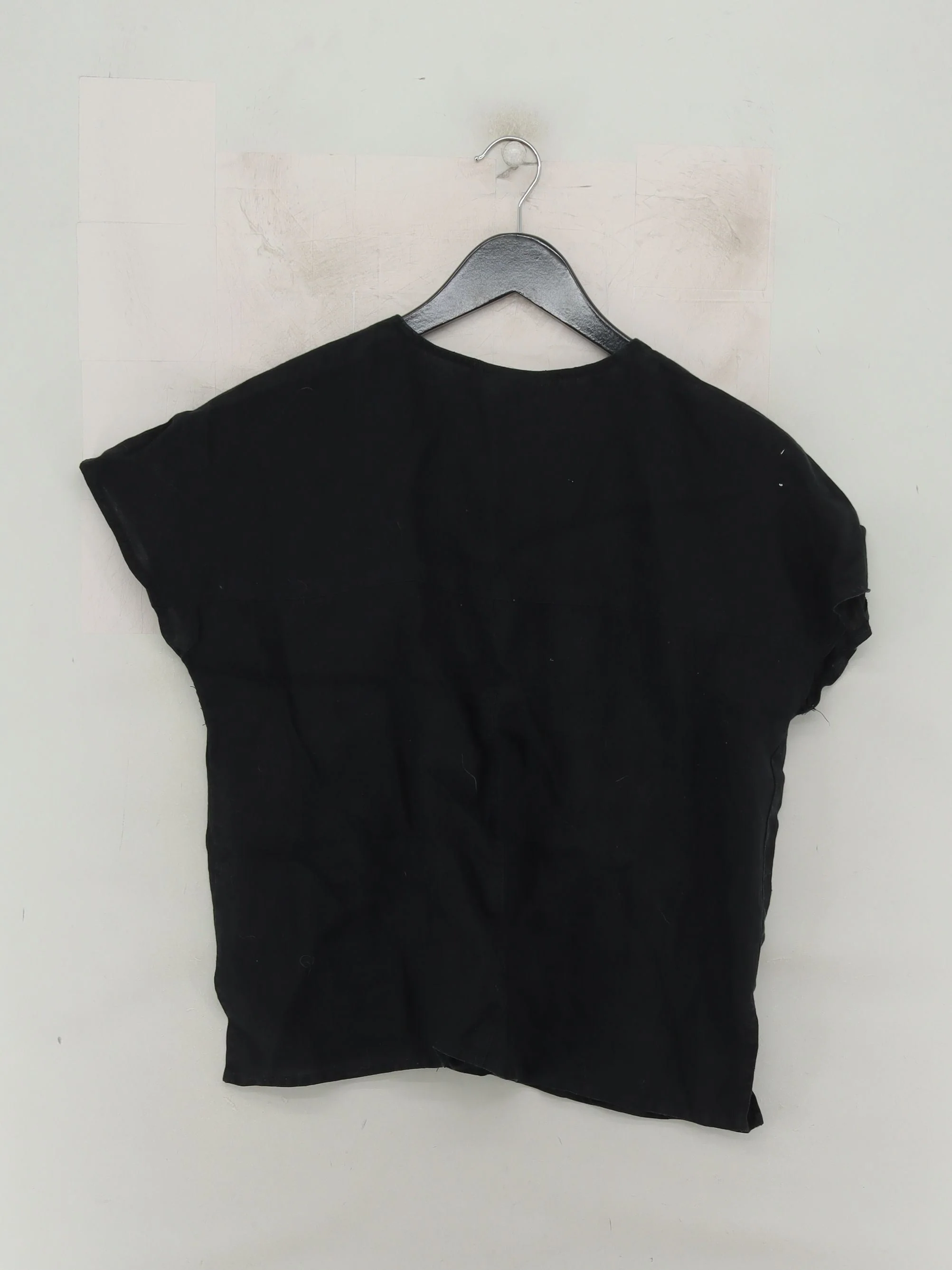 Jaeger Women's Top UK 10 Black 100% Linen Short Sleeve Round Neck Basic - Image 2