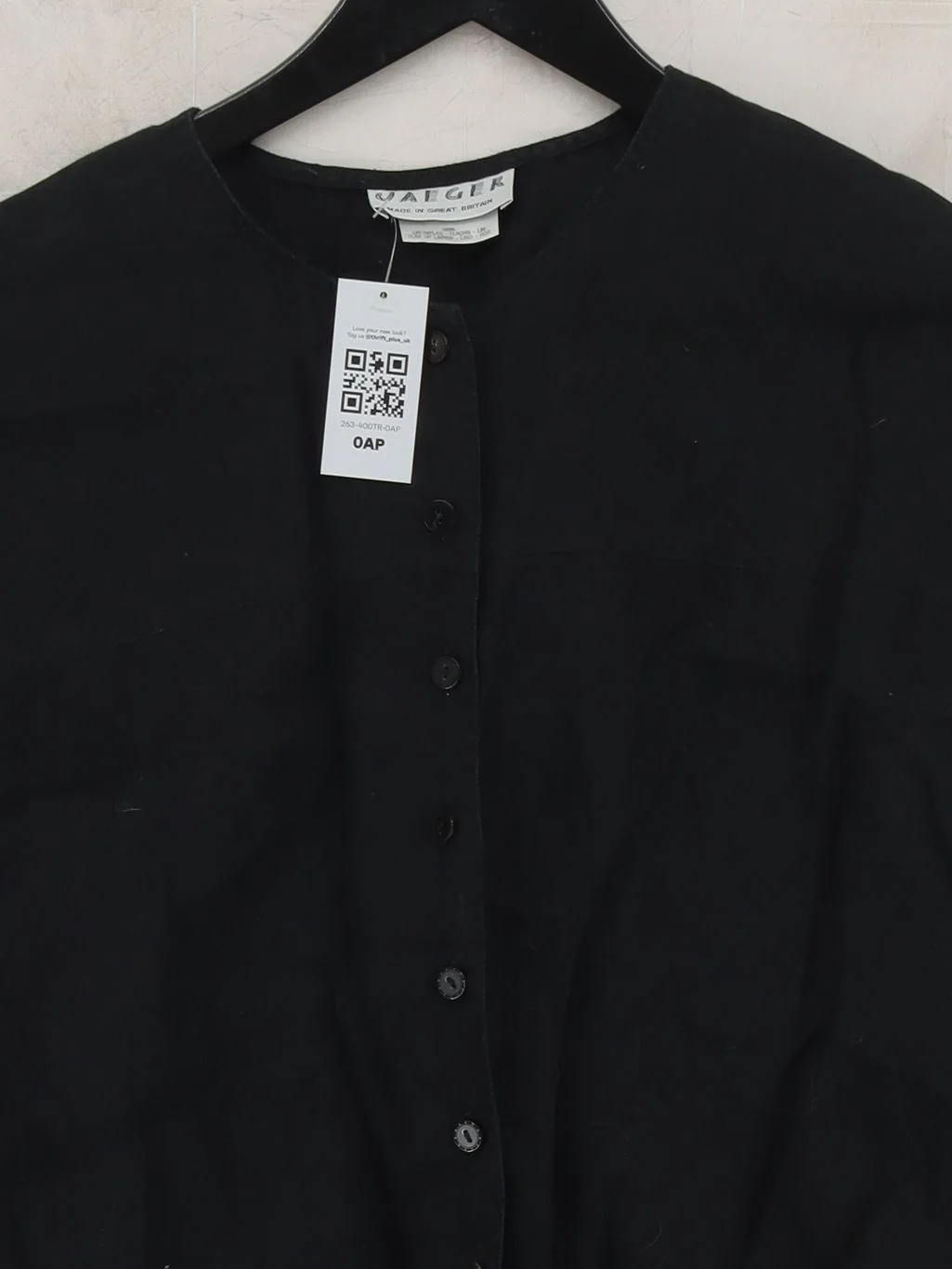 Jaeger Women's Top UK 10 Black 100% Linen Short Sleeve Round Neck Basic - Image 3