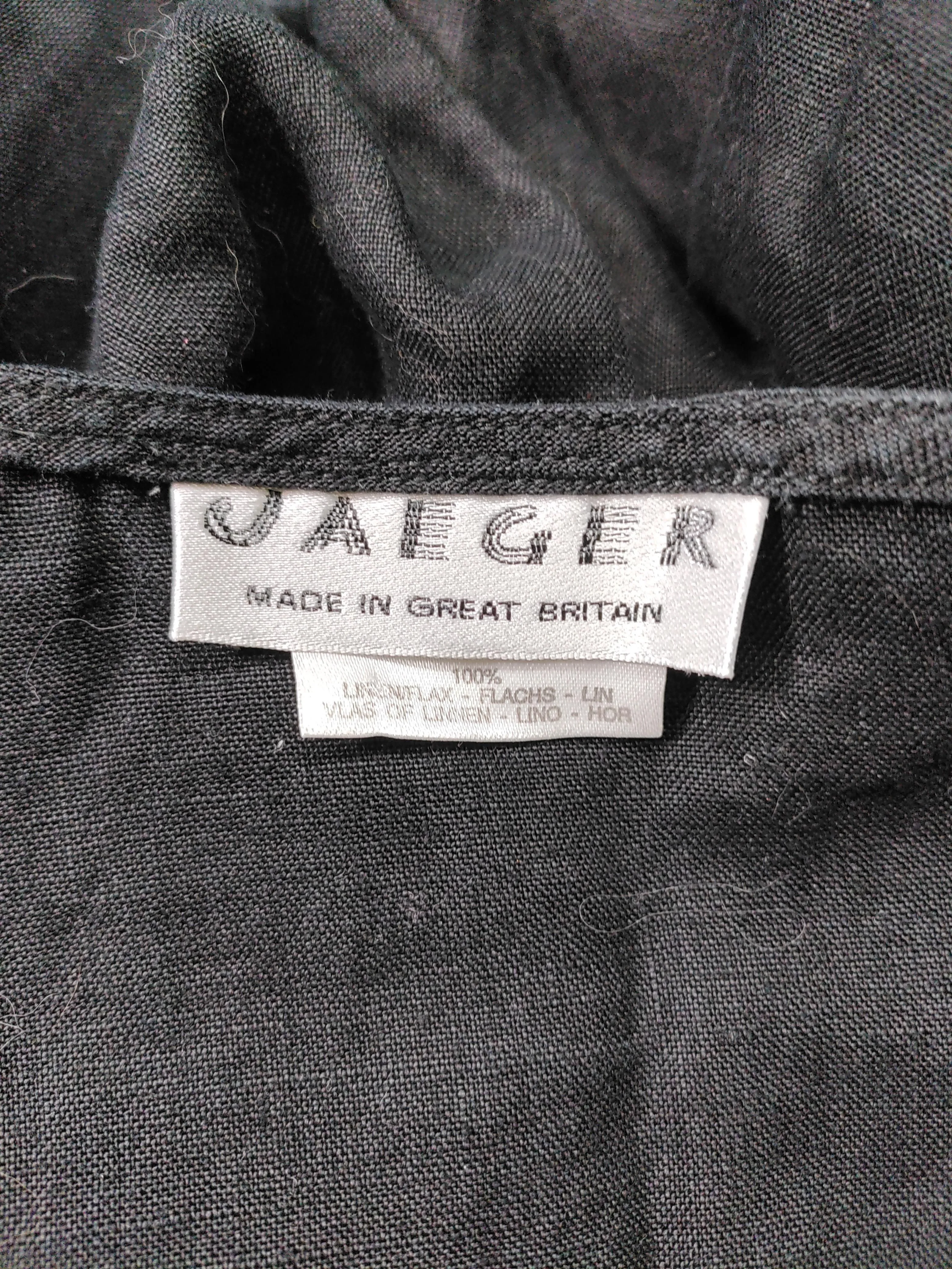 Jaeger Women's Top UK 10 Black 100% Linen Short Sleeve Round Neck Basic - Image 5