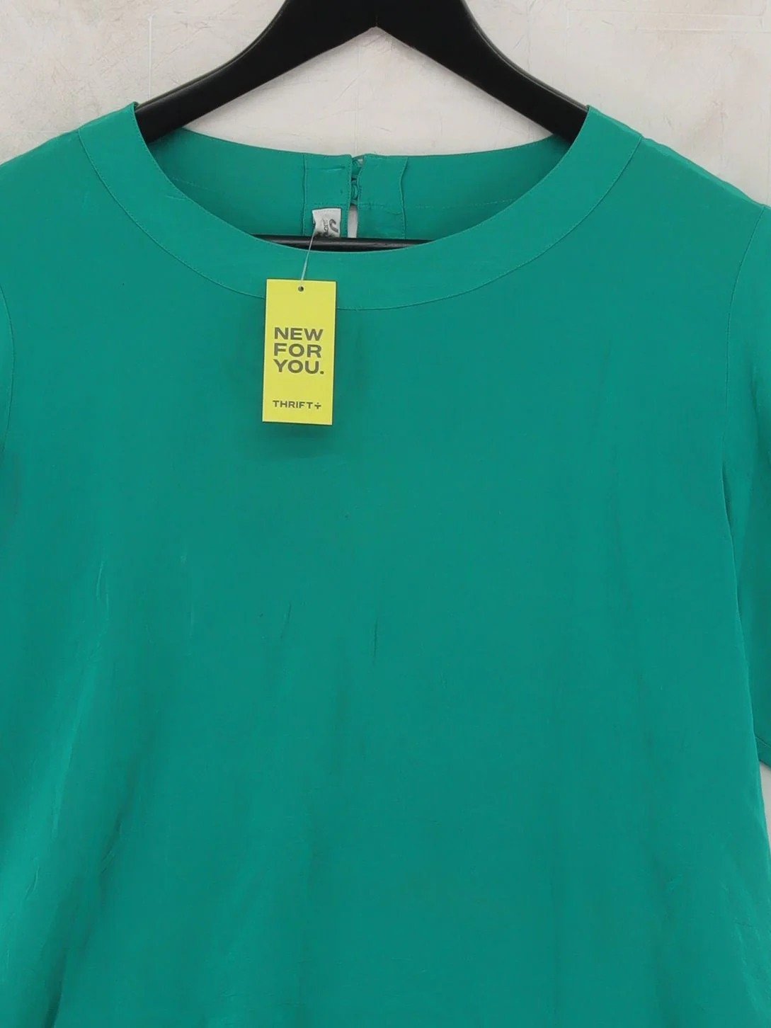 Jaeger Women's Top UK 10 Green 100% Silk Short Sleeve Round Neck Basic - Image 3