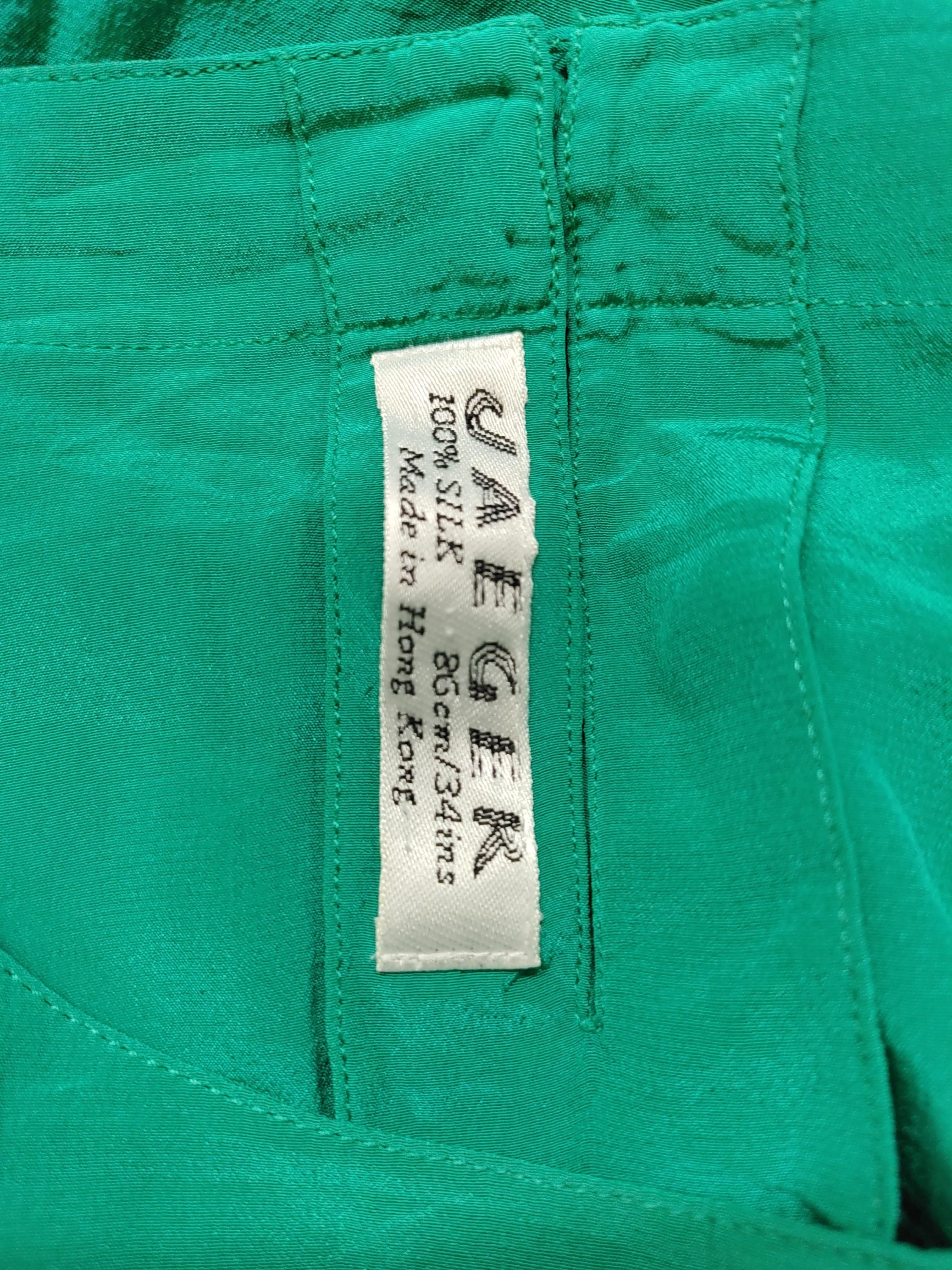 Jaeger Women's Top UK 10 Green 100% Silk Short Sleeve Round Neck Basic - Image 6