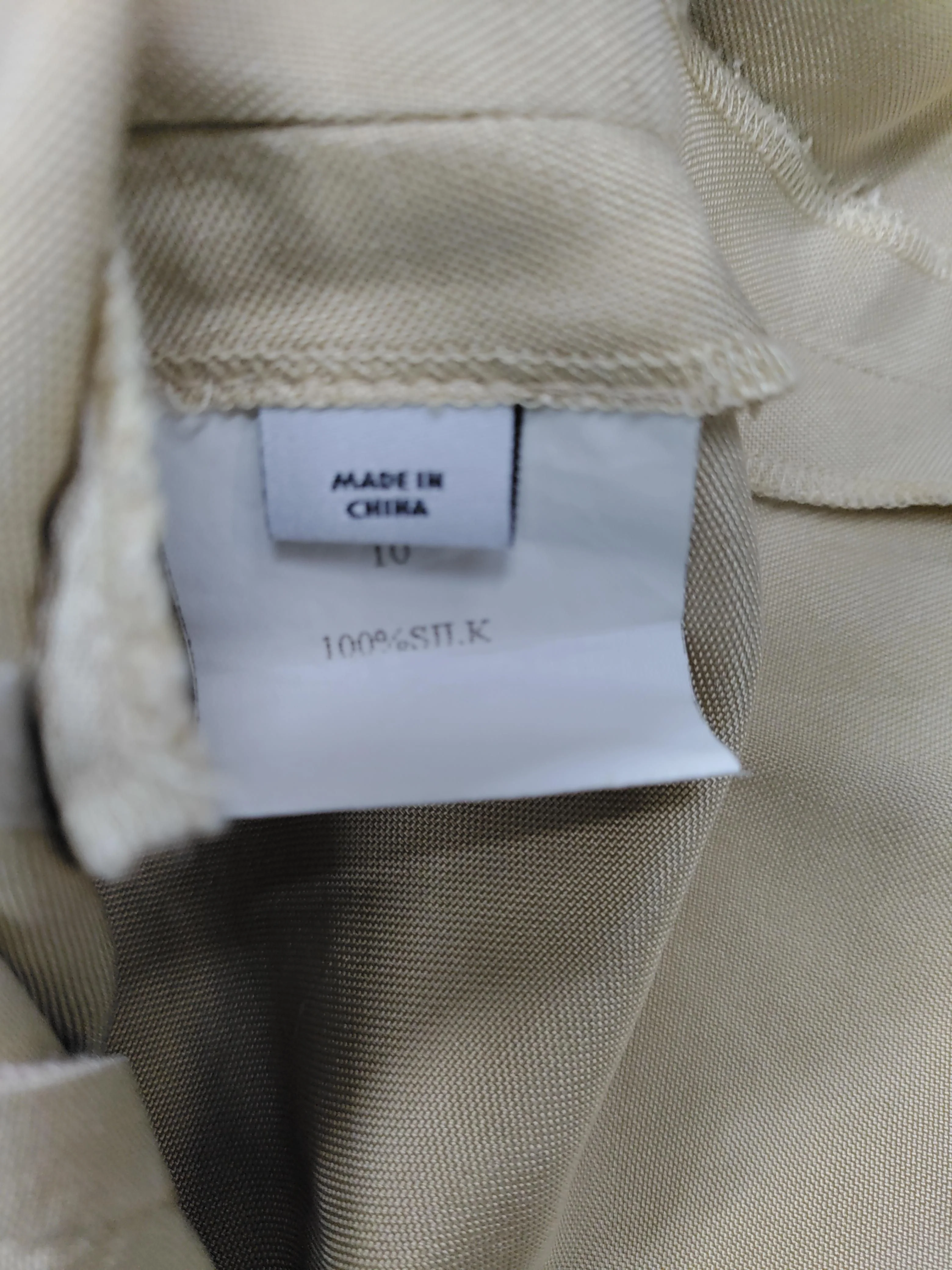 Jaeger Women's Top UK 10 Tan 100% Silk 3/4 Sleeve Square Neck Basic - Image 6