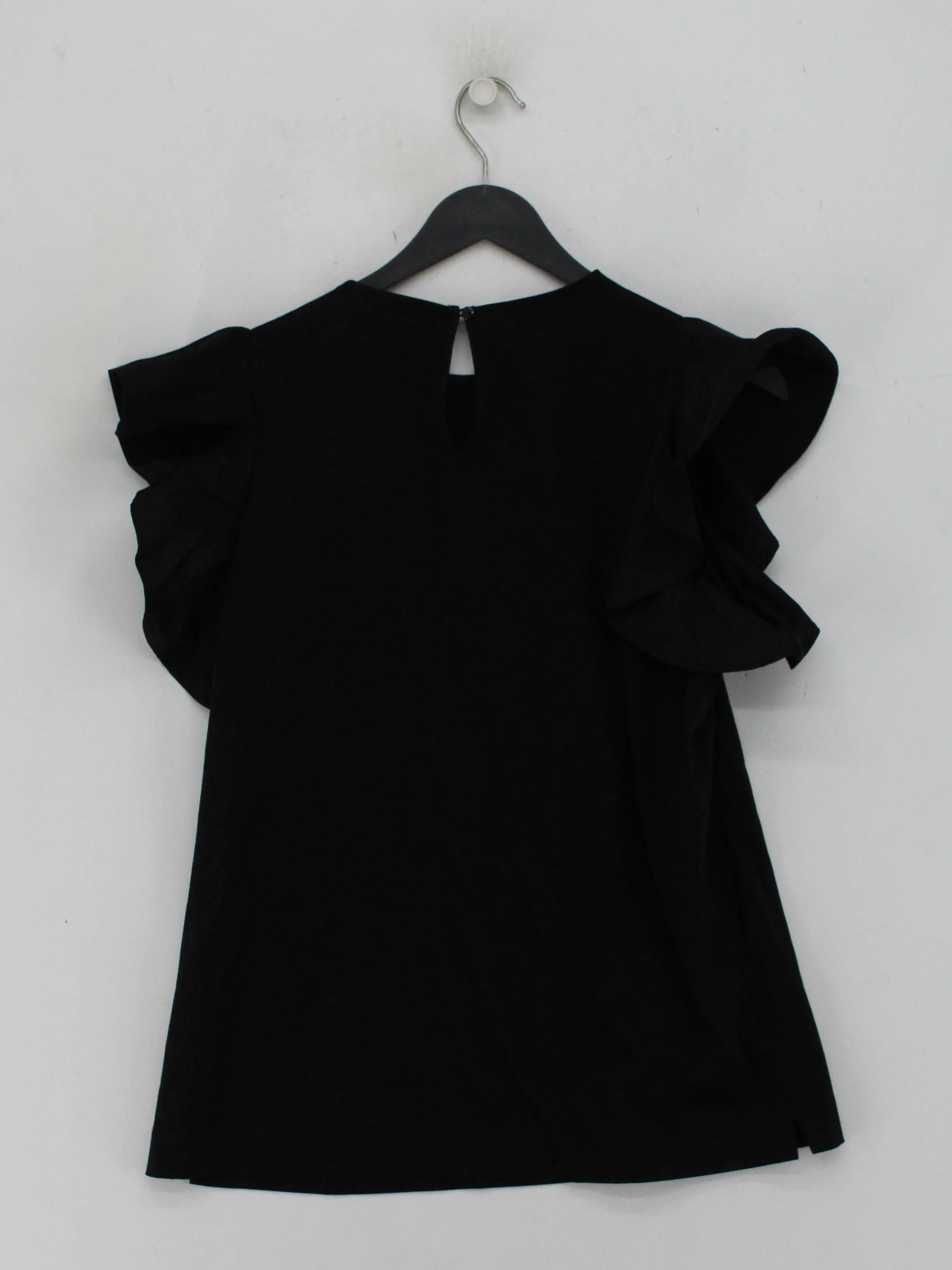 Jaeger Women's Top UK 12 Black 100% Cotton Short Sleeve Round Neck Basic - Image 2