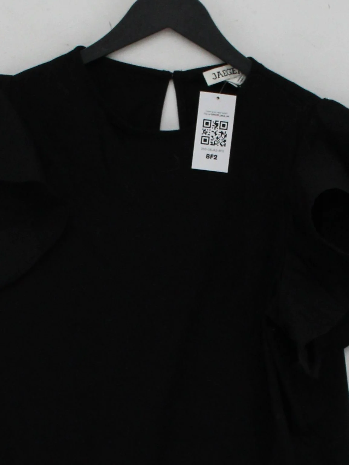Jaeger Women's Top UK 12 Black 100% Cotton Short Sleeve Round Neck Basic - Image 3