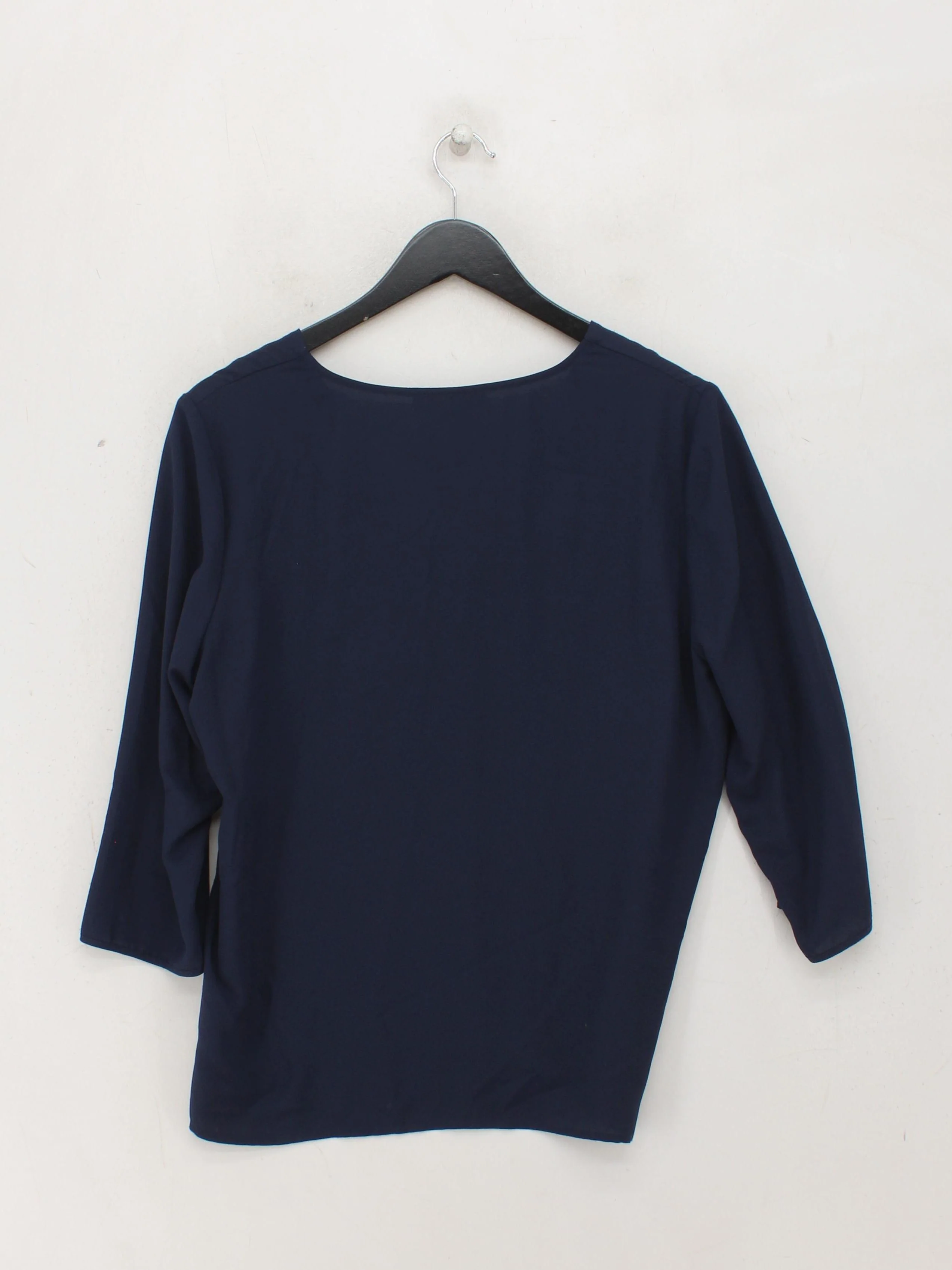 Jaeger Women's Top UK 12 Blue 100% Polyester 3/4 Sleeve V-Neck Basic - Image 2