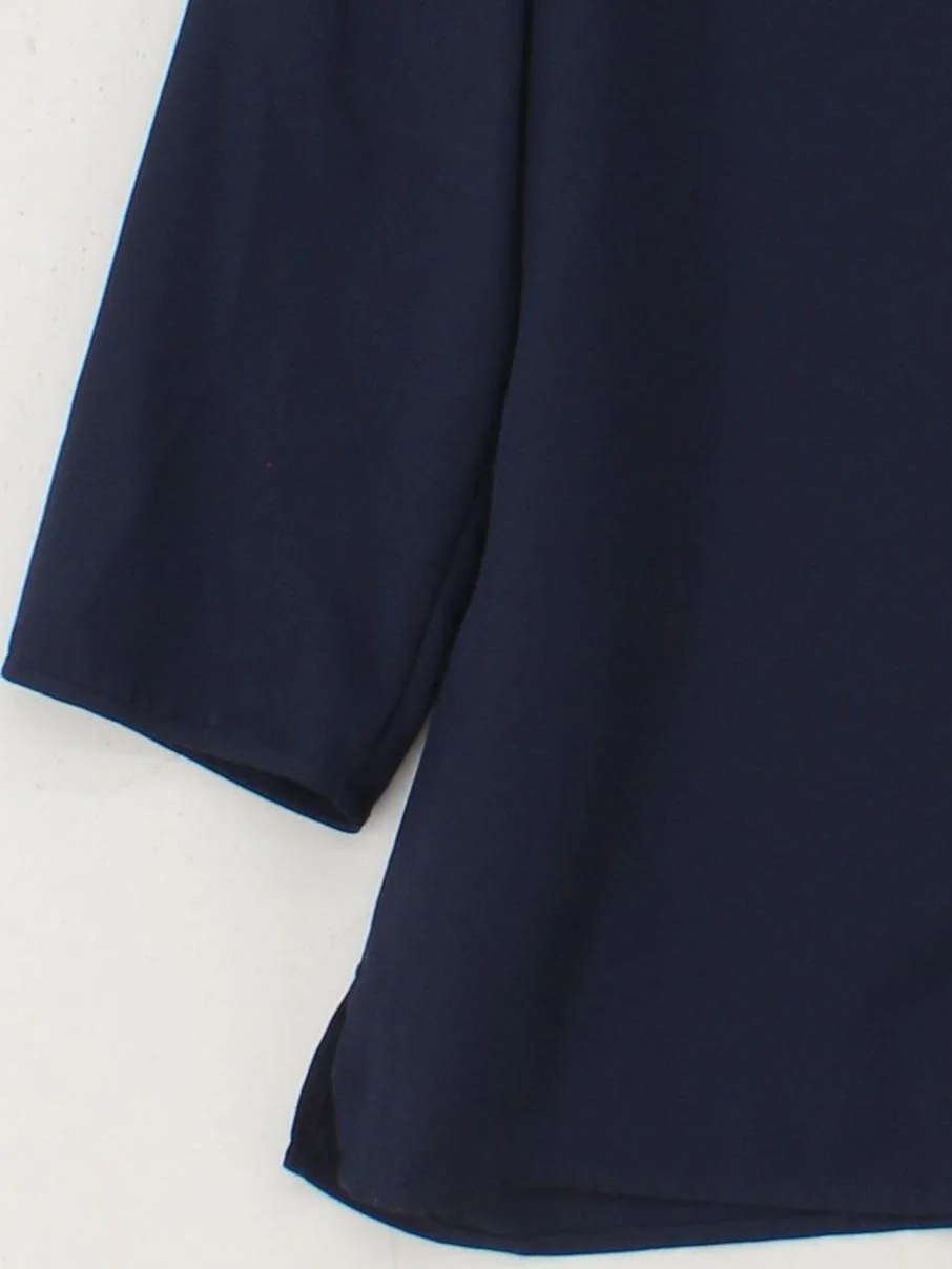 Jaeger Women's Top UK 12 Blue 100% Polyester 3/4 Sleeve V-Neck Basic - Image 4