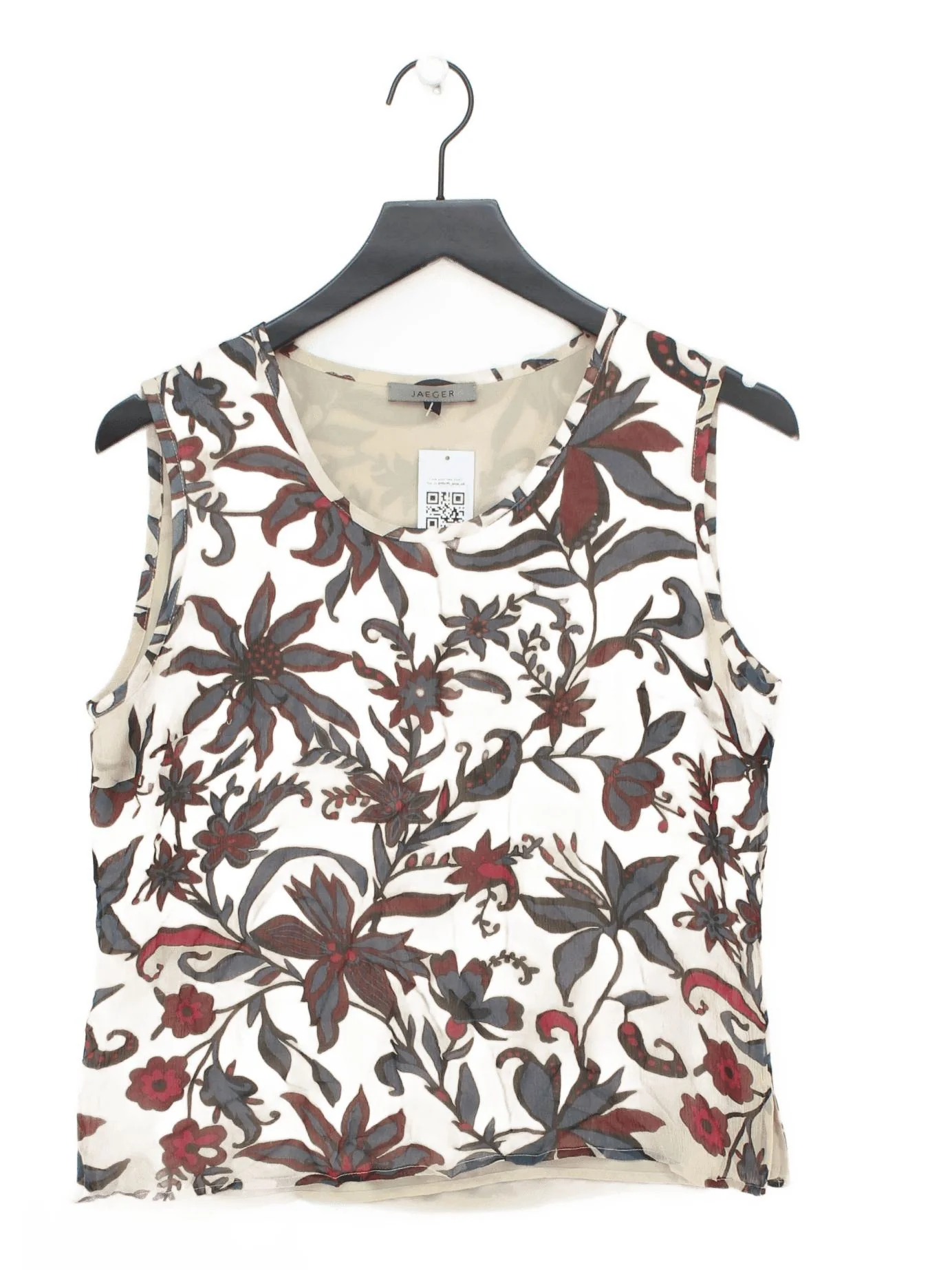 Jaeger Women's Top UK 12 Cream Silk with Polyester Basic