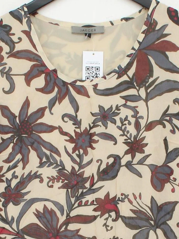 Jaeger Women's Top UK 12 Cream Silk with Polyester Basic - Image 3