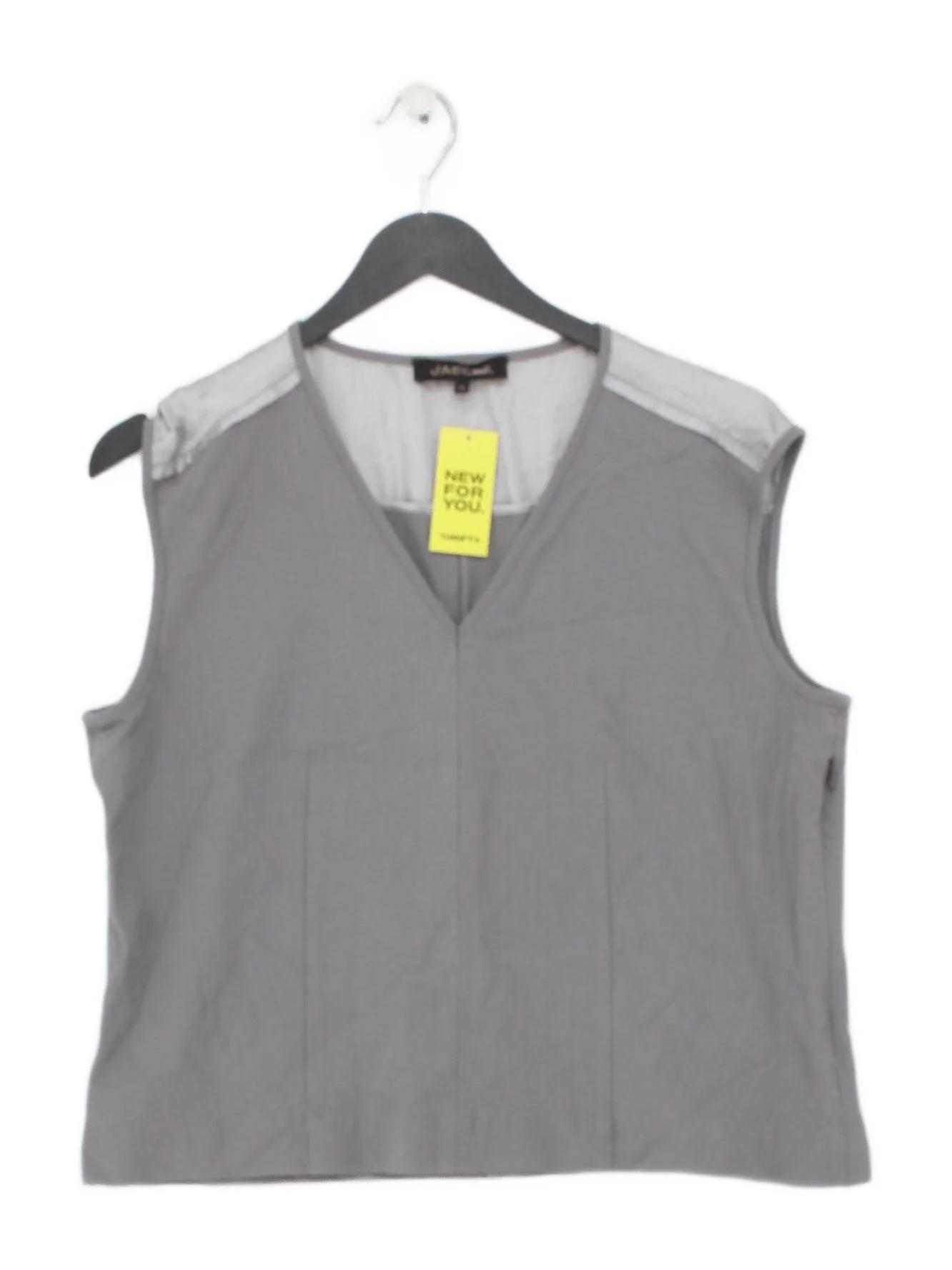 Jaeger Women's Top UK 14 Grey Viscose with Elastane, Silk Basic