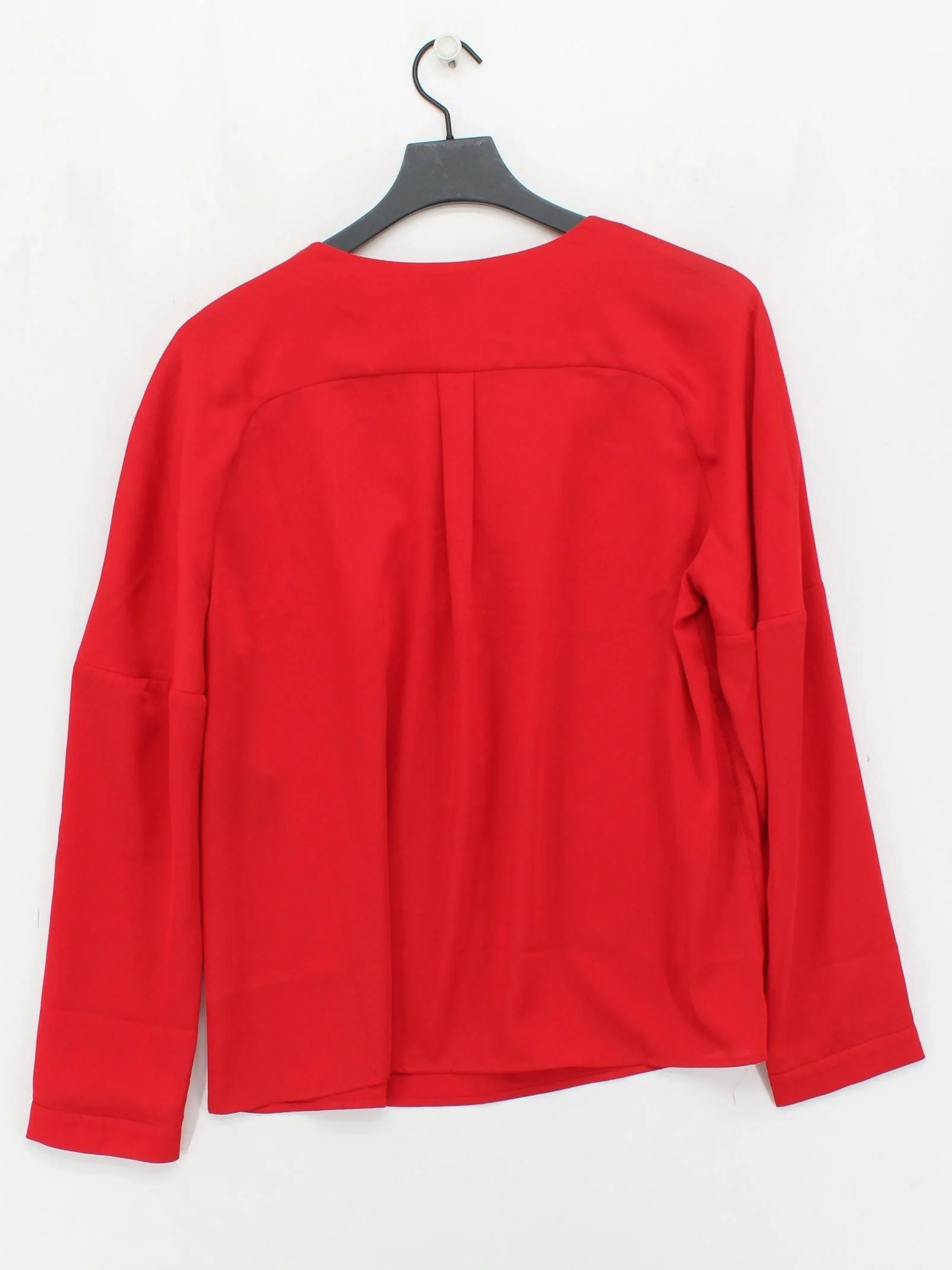 Jaeger Women's Top UK 14 Red 100% Polyester Long Sleeve V-Neck Basic - Image 2