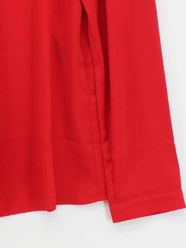 Jaeger Women's Top UK 14 Red 100% Polyester Long Sleeve V-Neck Basic - Image 4