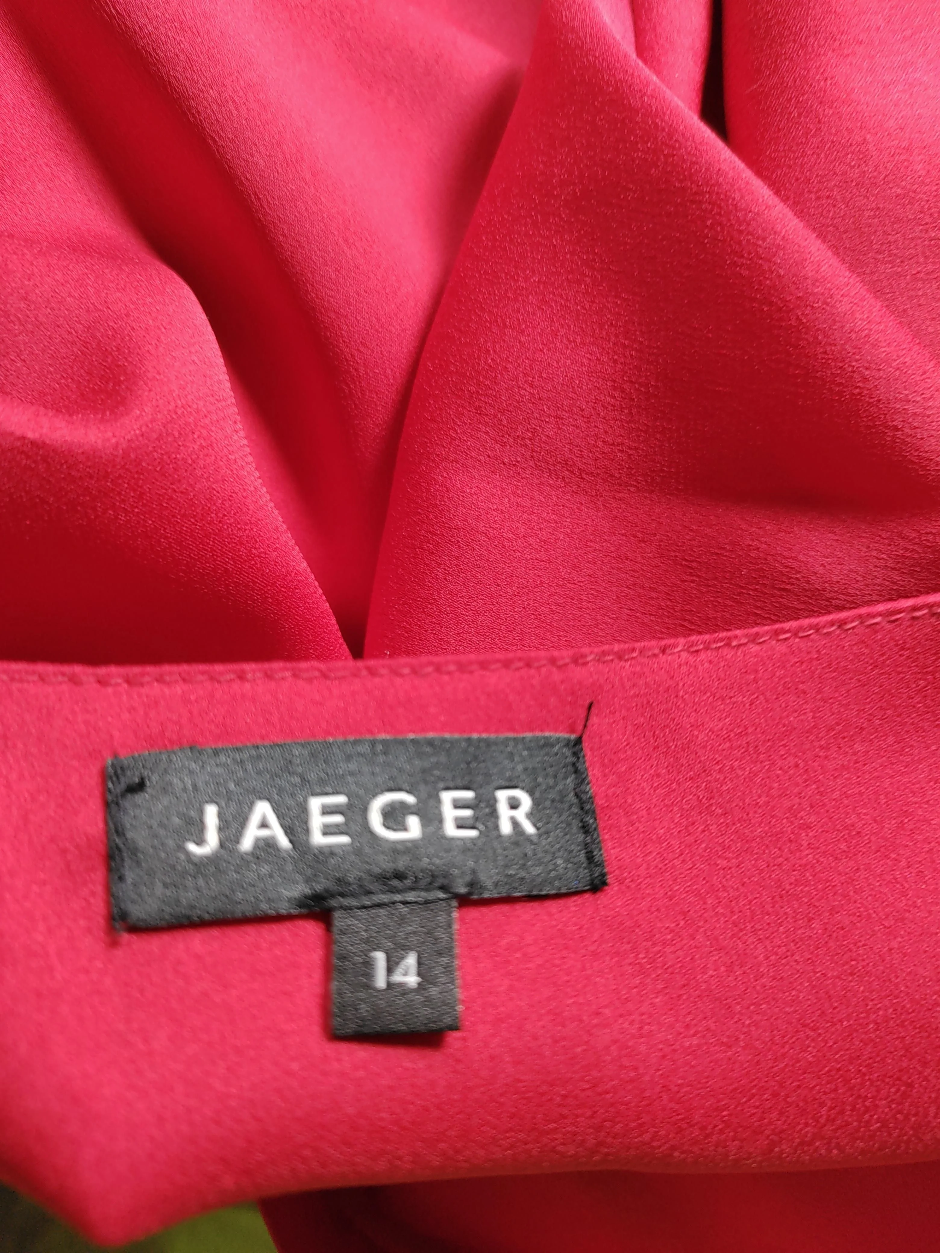Jaeger Women's Top UK 14 Red 100% Polyester Long Sleeve V-Neck Basic - Image 5