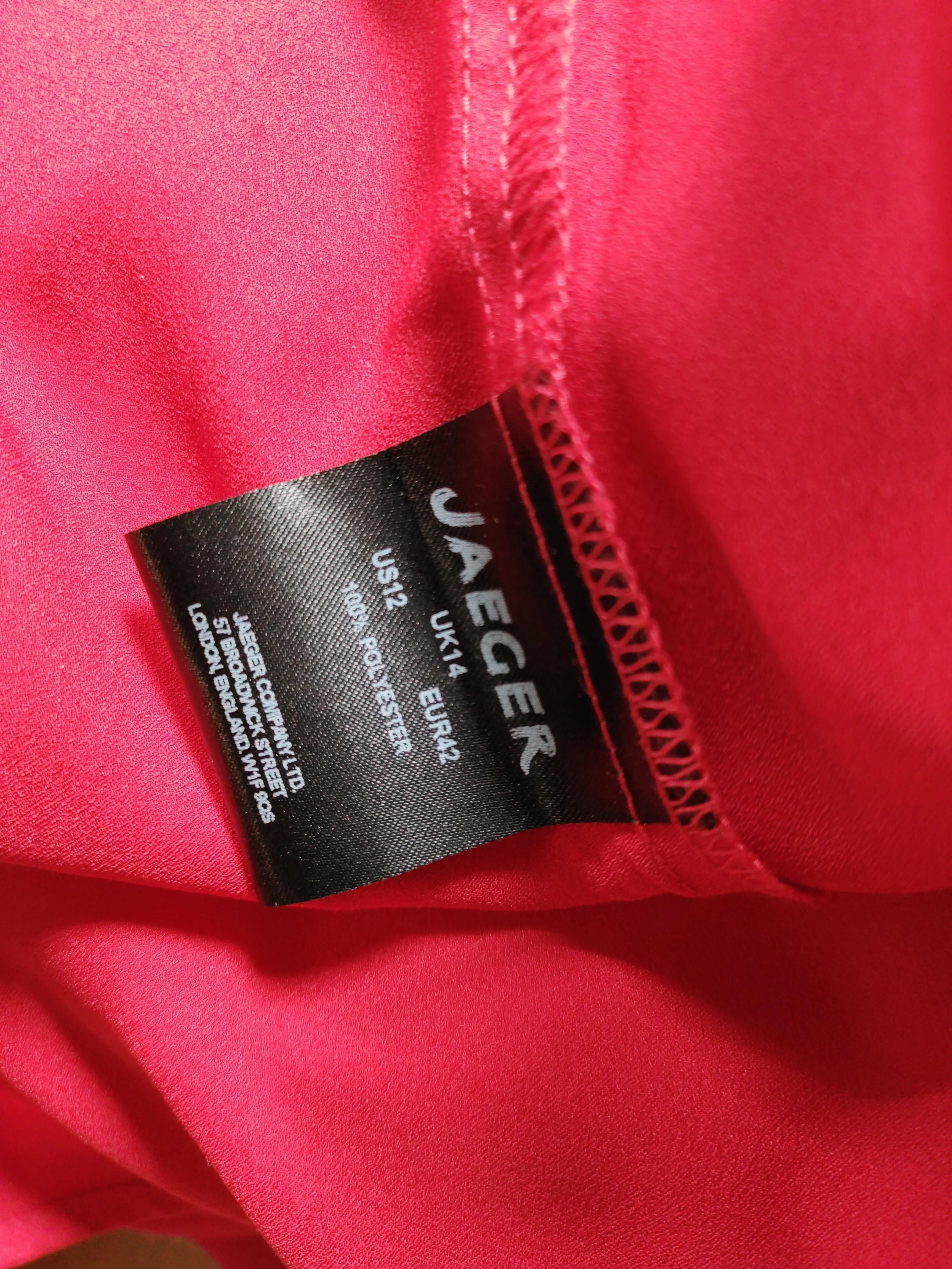 Jaeger Women's Top UK 14 Red 100% Polyester Long Sleeve V-Neck Basic - Image 6