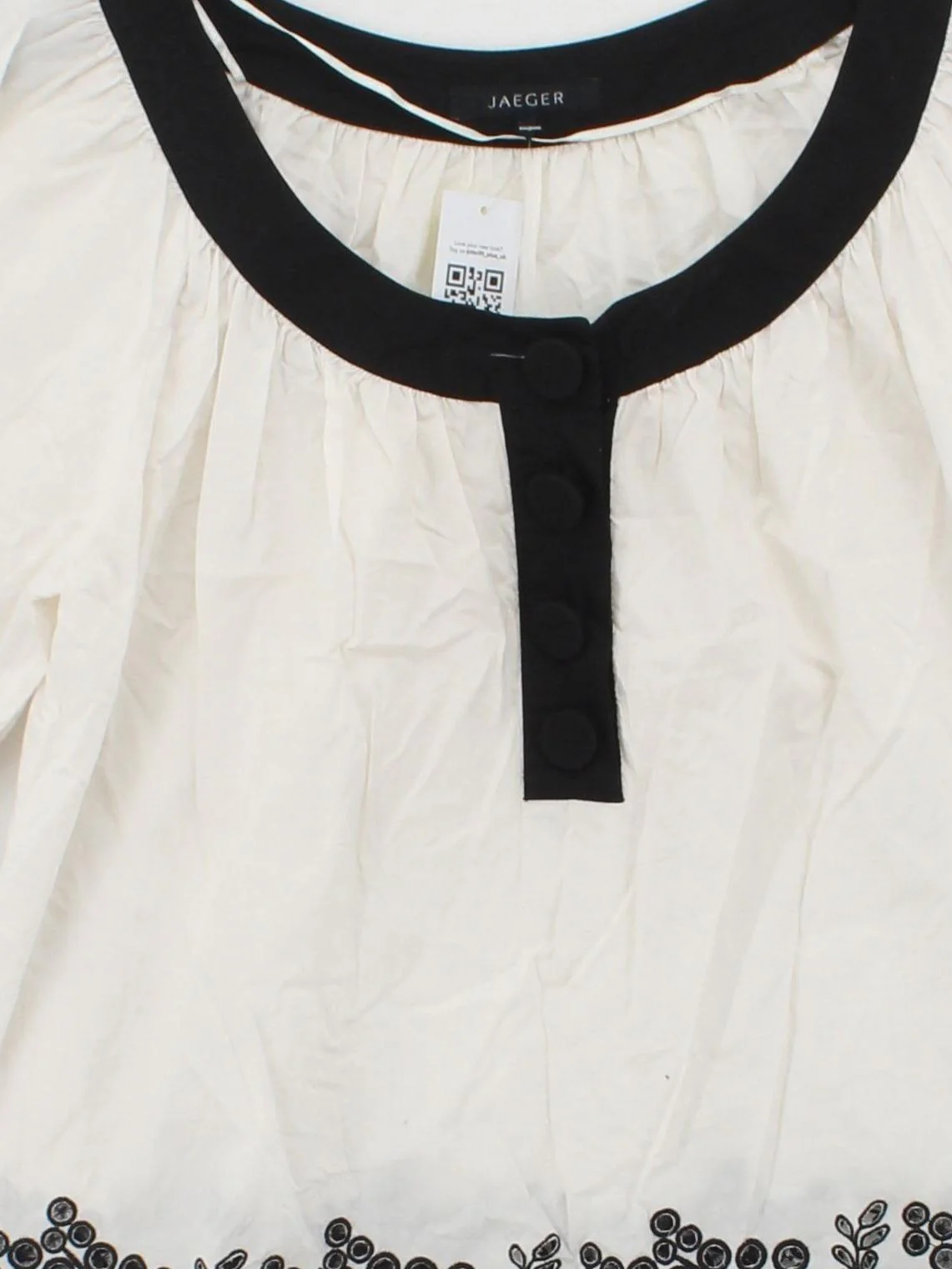 Jaeger Women's Top UK 8 White 100% Cotton Short Sleeve Round Neck Basic - Image 3