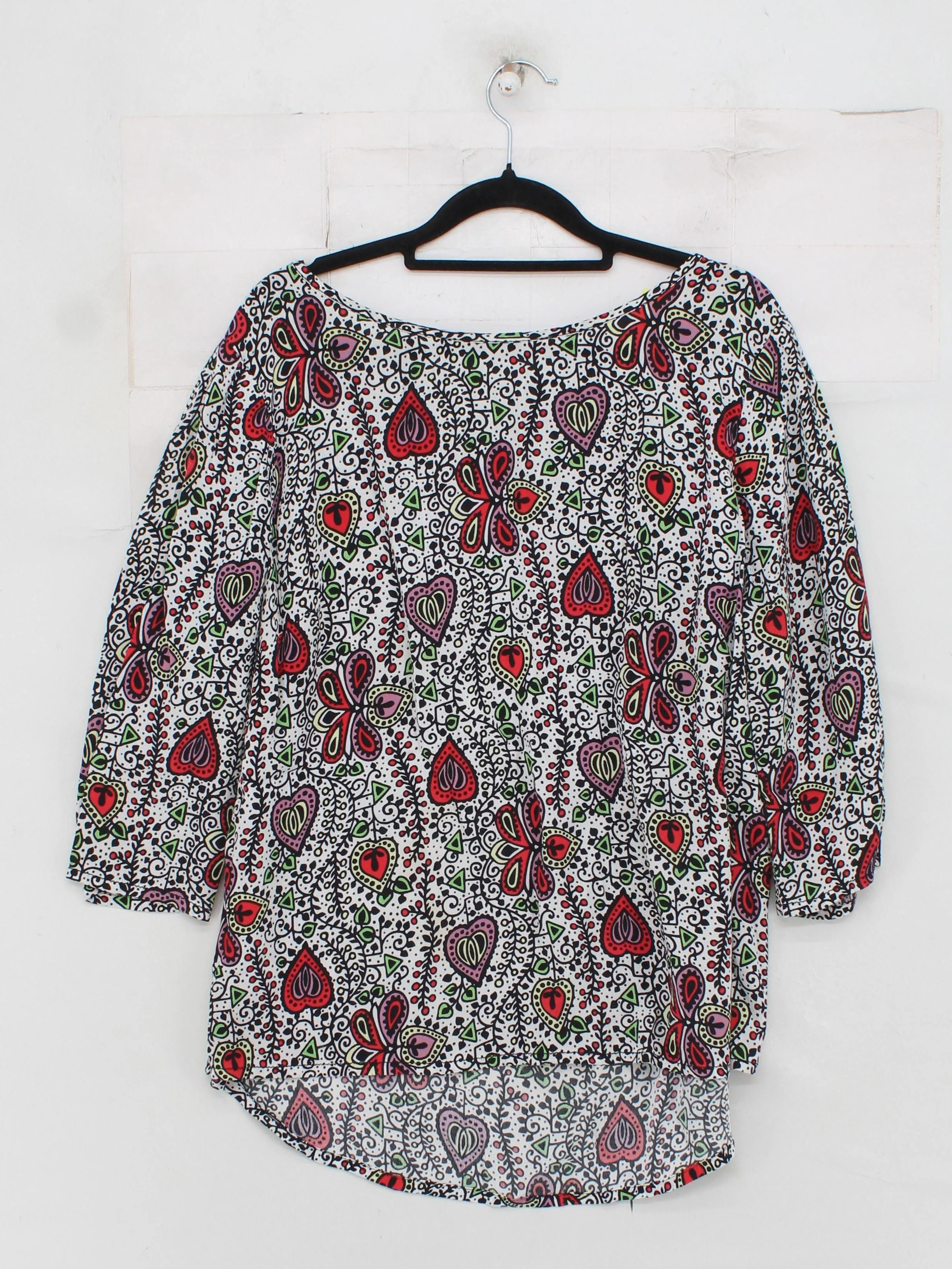 Jaeger Women's Top XL Multi 100% Viscose 3/4 Sleeve Round Neck Basic - Image 2