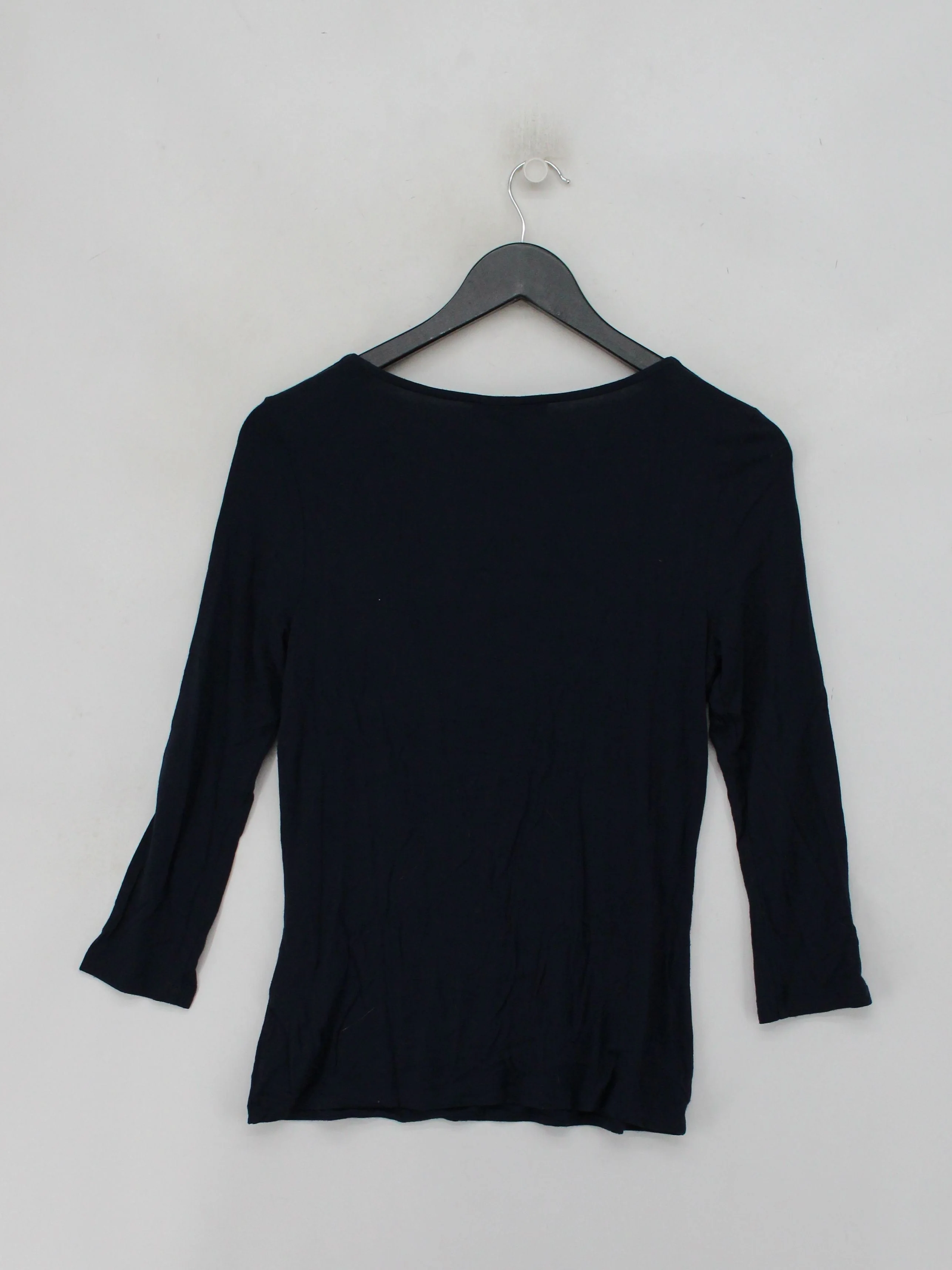 Jaeger Women's Top XS Blue Viscose with Elastane 3/4 Sleeve Round Neck Basic - Image 2