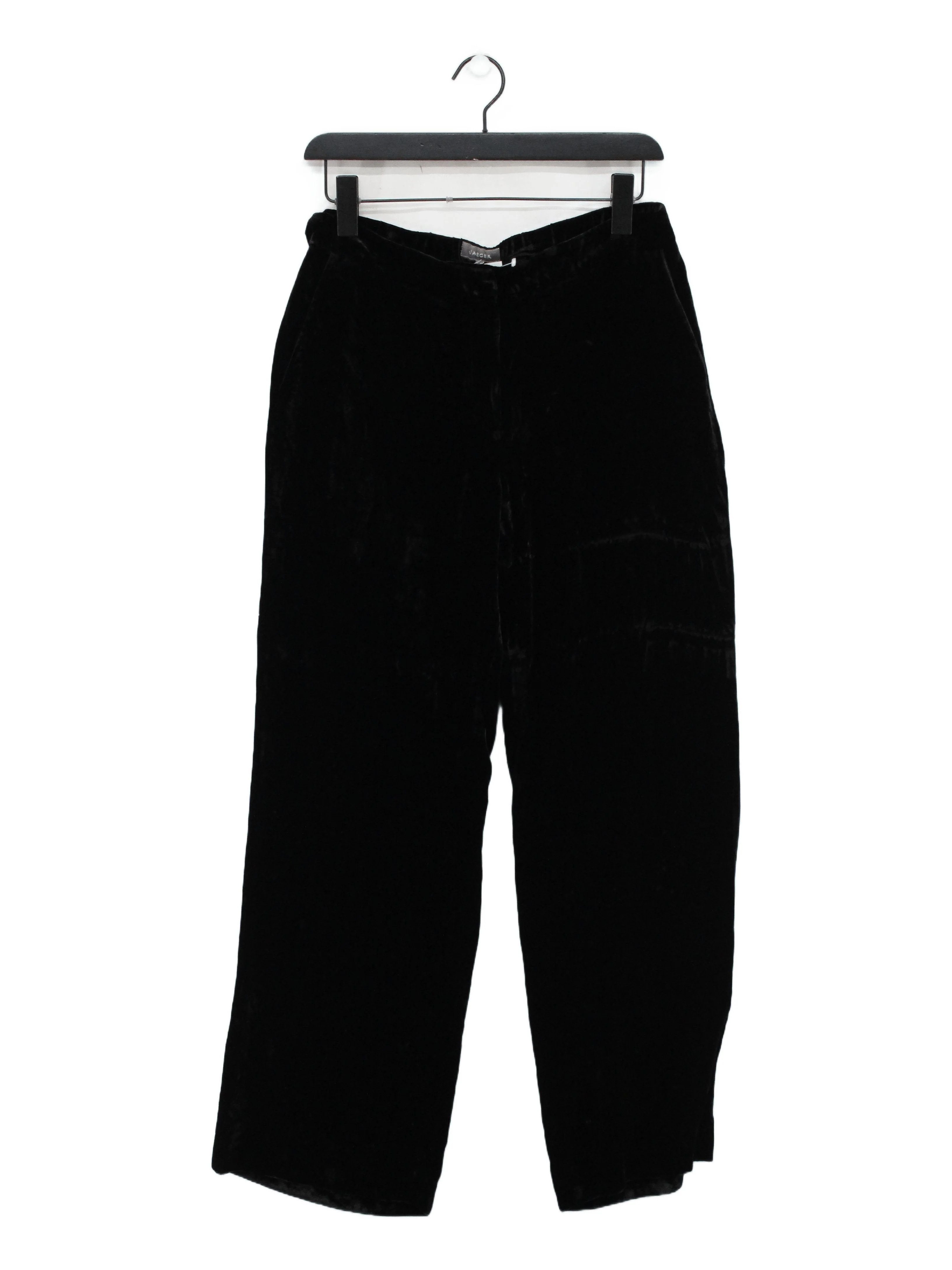 Jaeger Women's Trousers UK 10 Black Viscose with Silk, Polyester Wide-Leg Capri