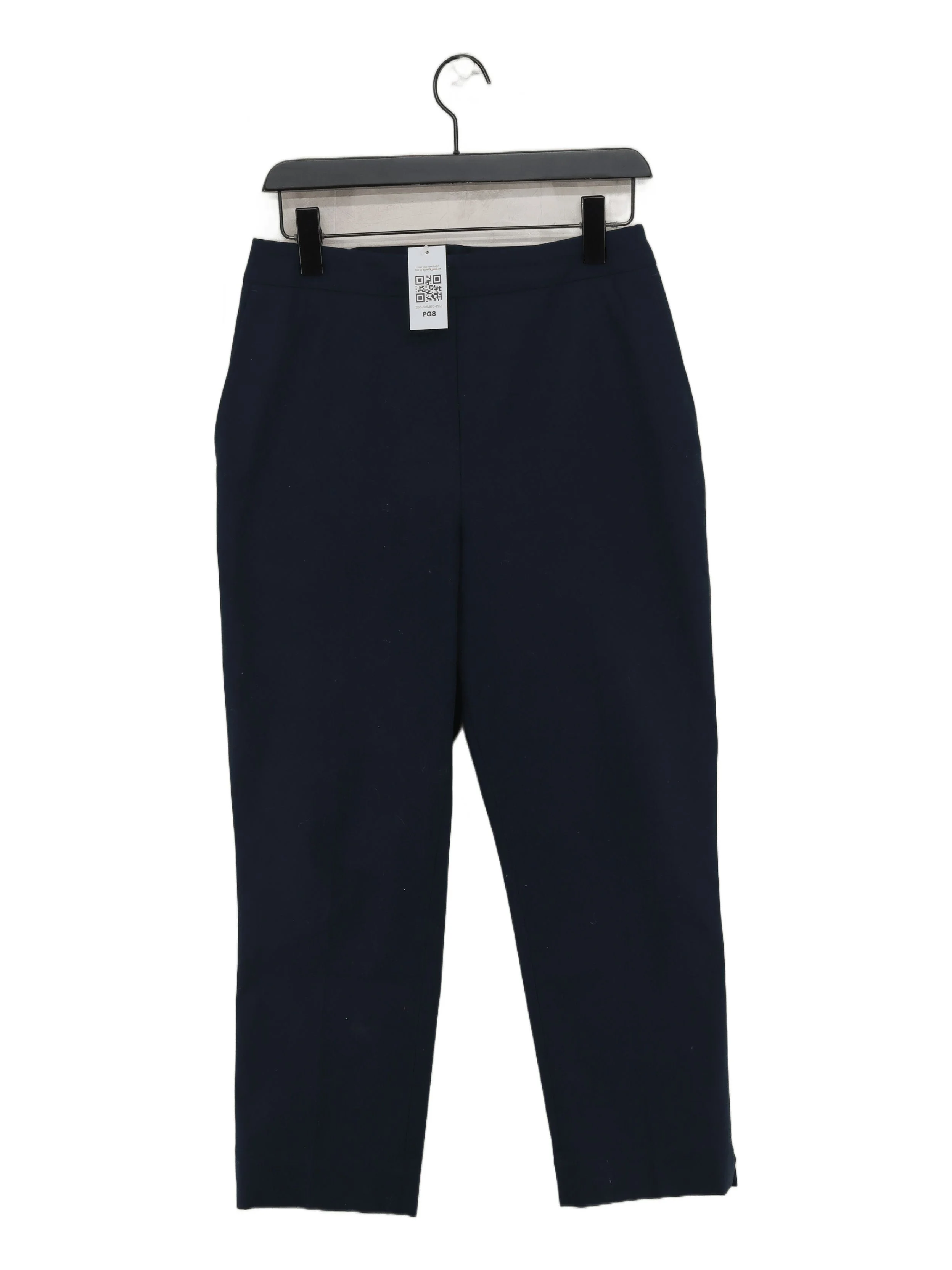 Jaeger Women's Trousers UK 10 Blue Cotton with Elastane Tapered Cropped