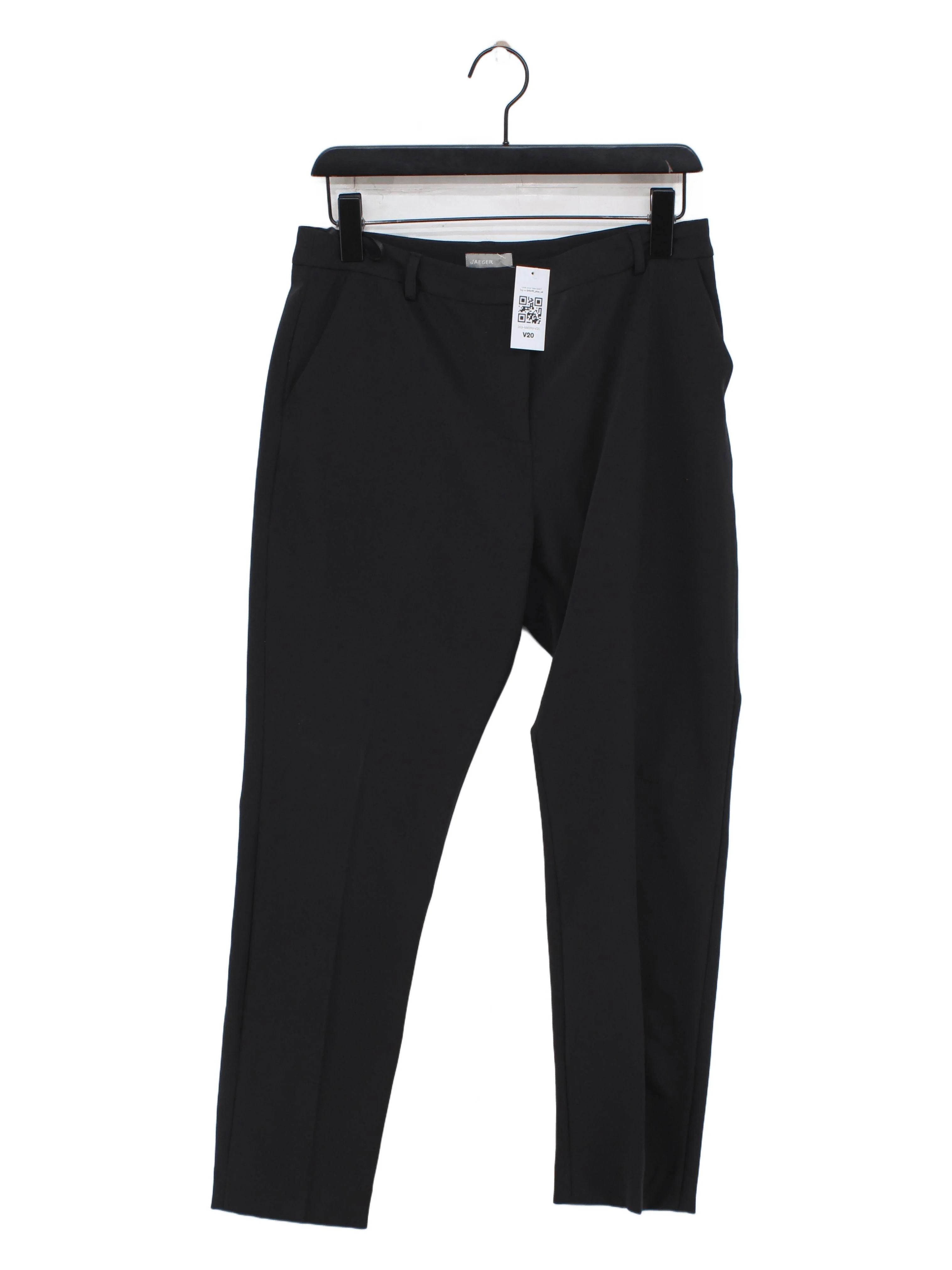 Jaeger Women's Trousers UK 12 Black Polyester with Elastane Tapered Chino