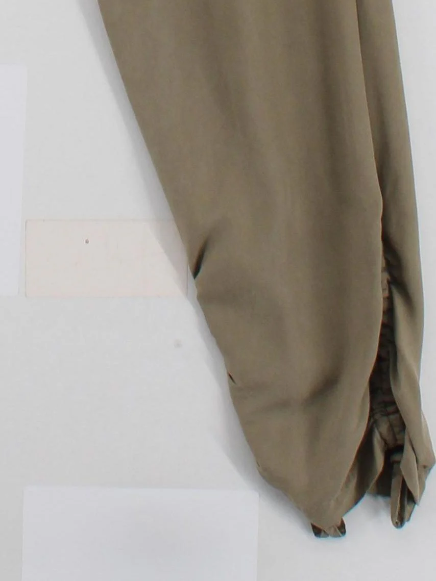 Jaeger Women's Trousers UK 12 Tan Silk with Cotton, Elastane Straight Capri - Image 4