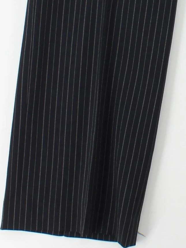 Jaeger Women's Trousers UK 14 Blue Striped Wool with Polyester Wide-Leg Chino - Image 4