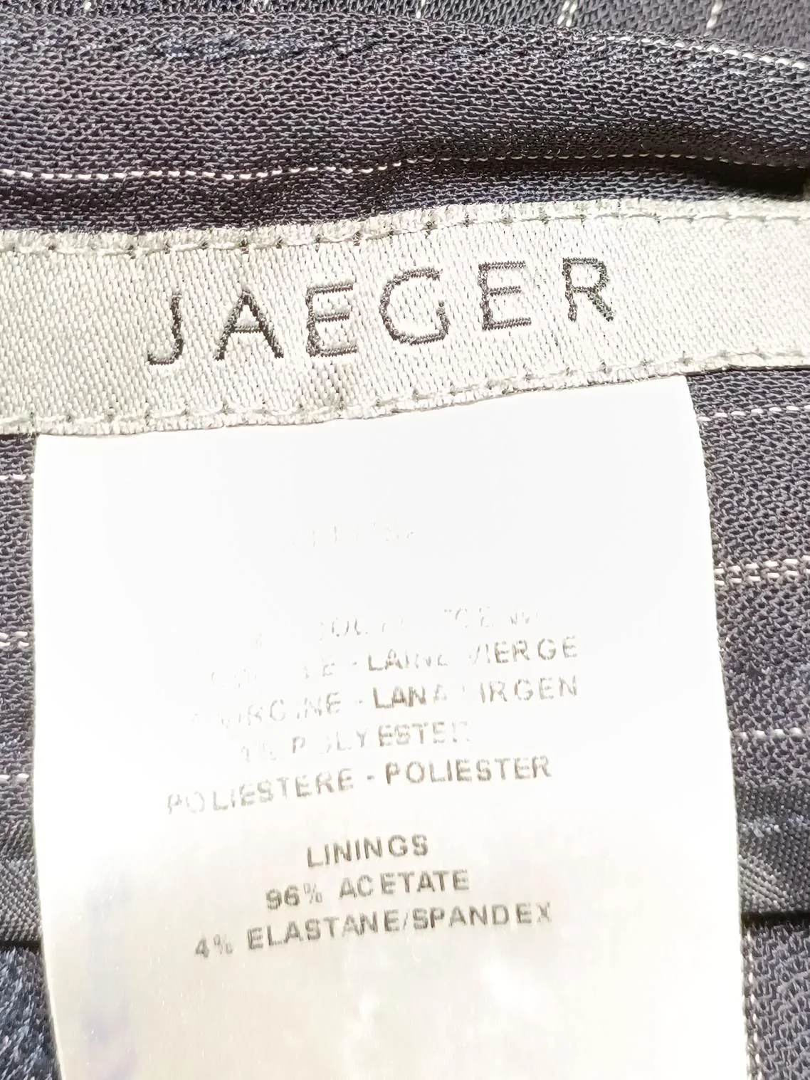 Jaeger Women's Trousers UK 14 Blue Striped Wool with Polyester Wide-Leg Chino - Image 5