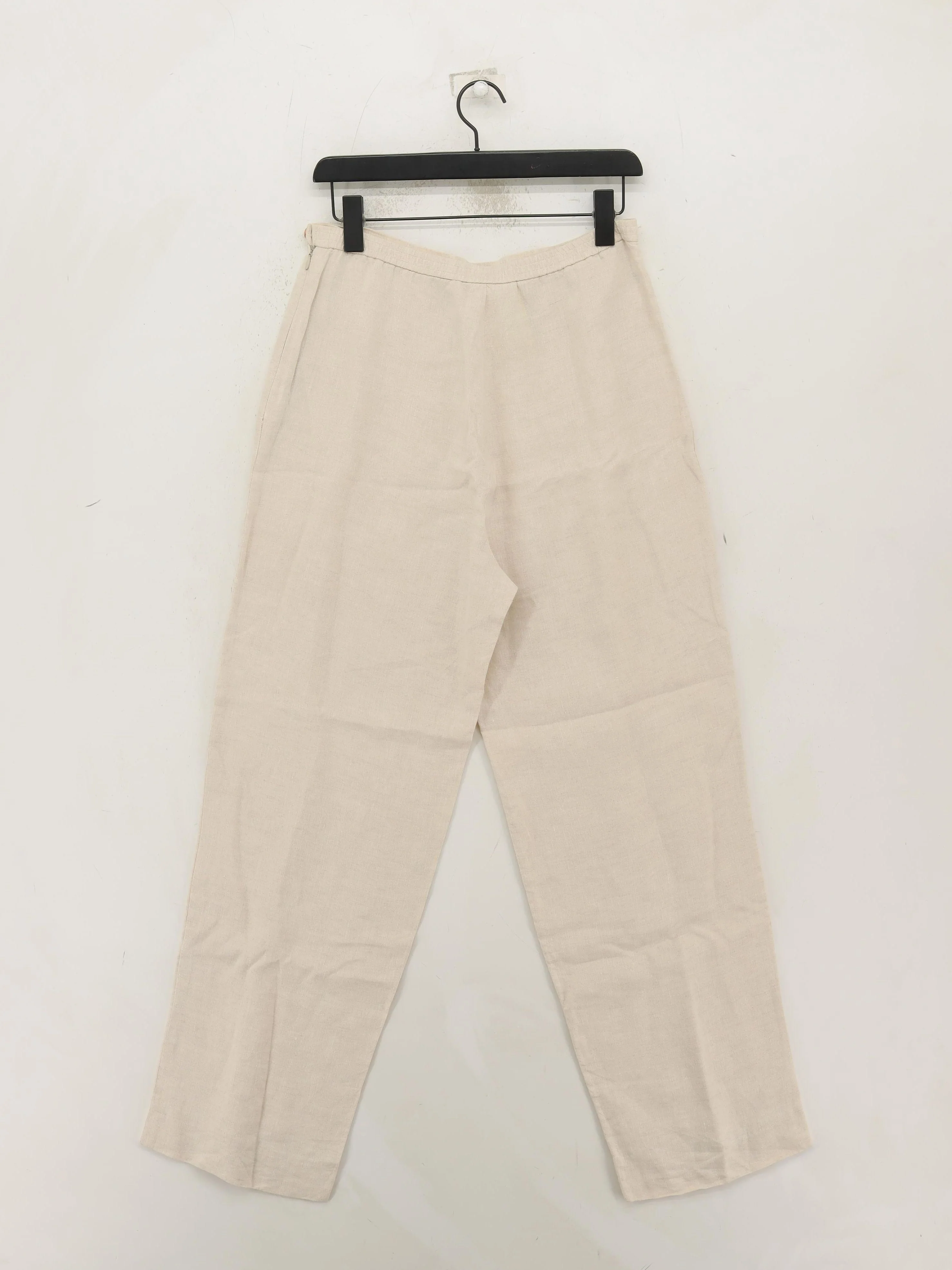 Jaeger Women's Trousers UK 14 Cream 100% Linen Wide-Leg Chino - Image 2