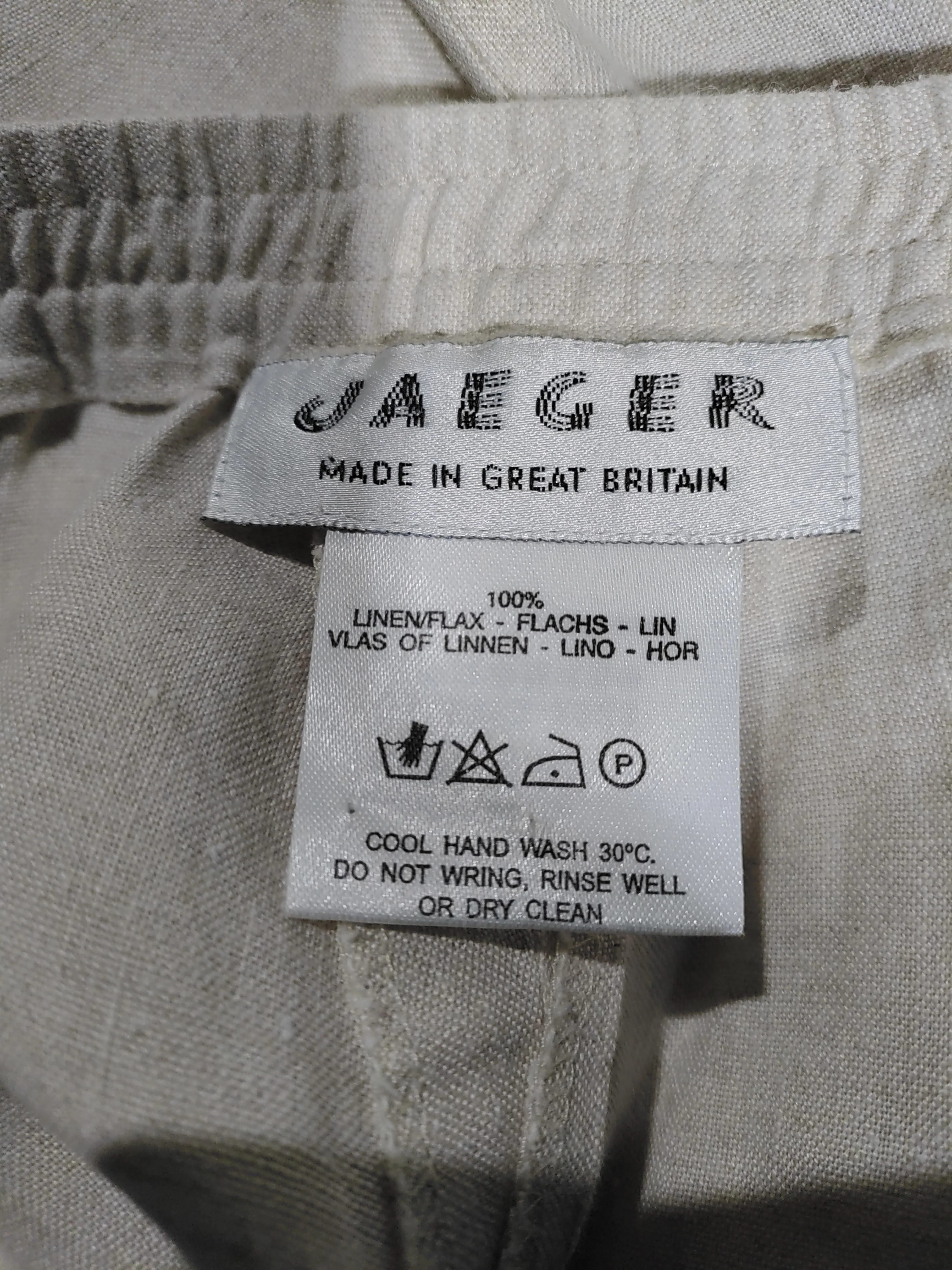 Jaeger Women's Trousers UK 14 Cream 100% Linen Wide-Leg Chino - Image 6