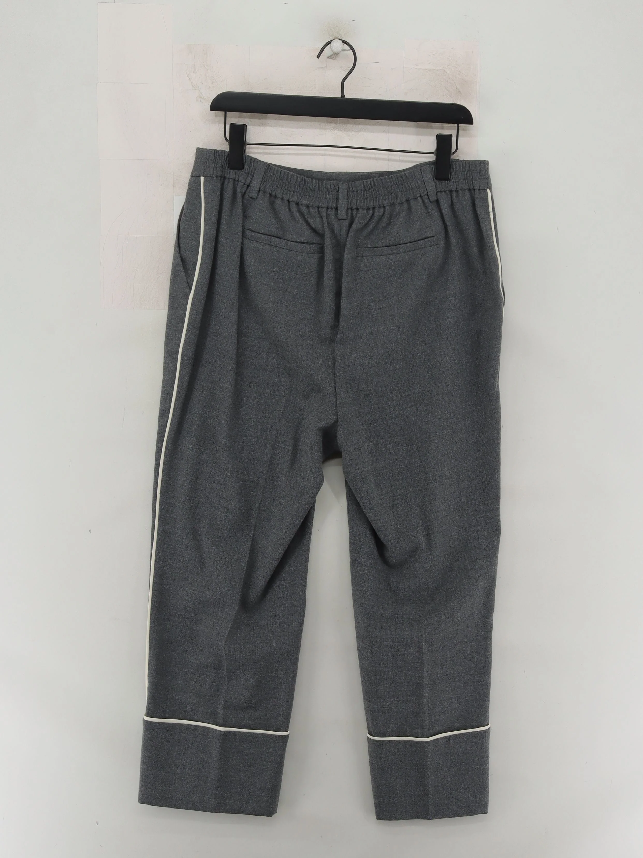 Jaeger Women's Trousers UK 14 Grey 100% Other Straight Cropped - Image 2