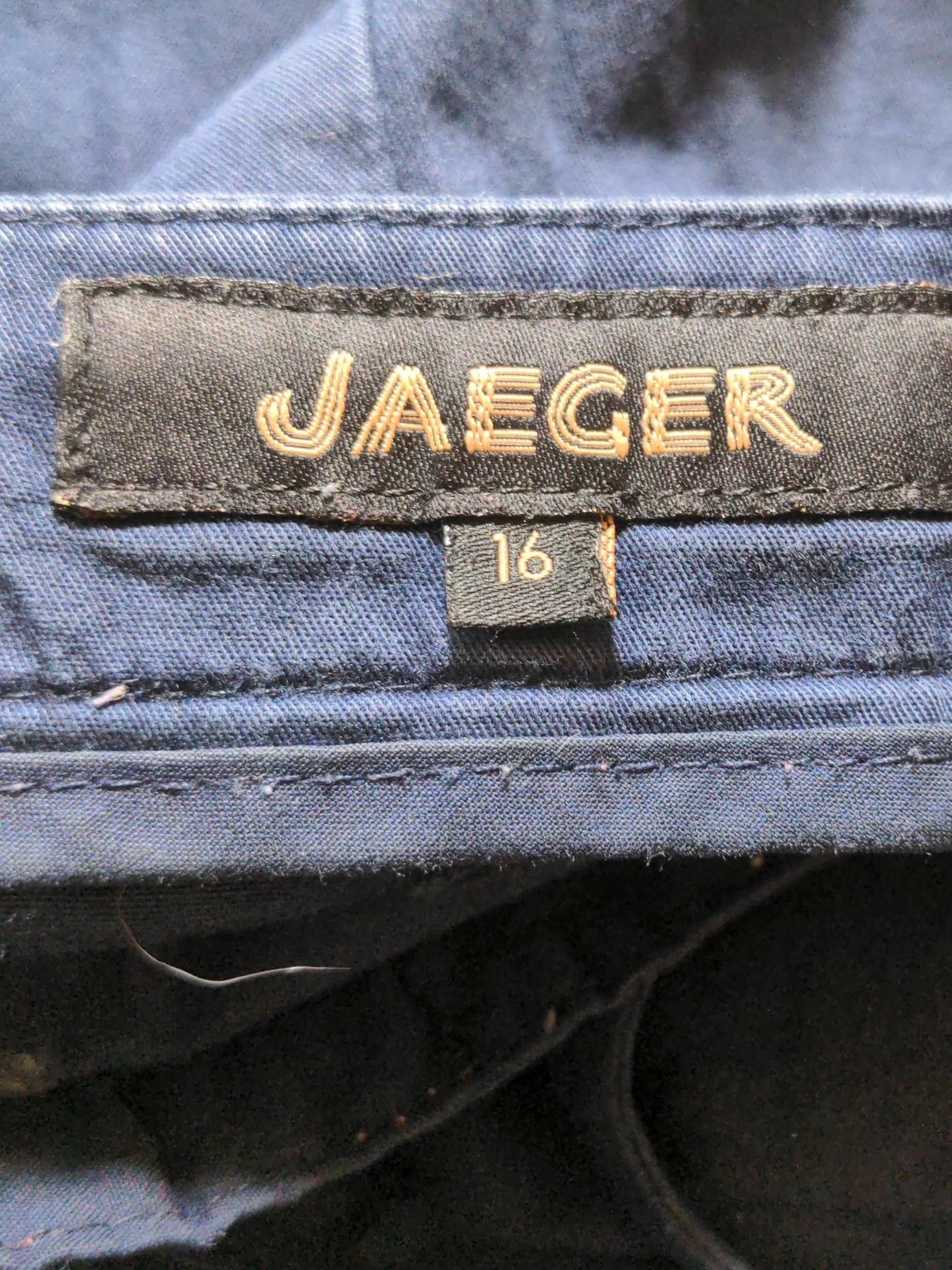 Jaeger Women's Trousers UK 16 Blue Cotton with Elastane Straight Capri - Image 6