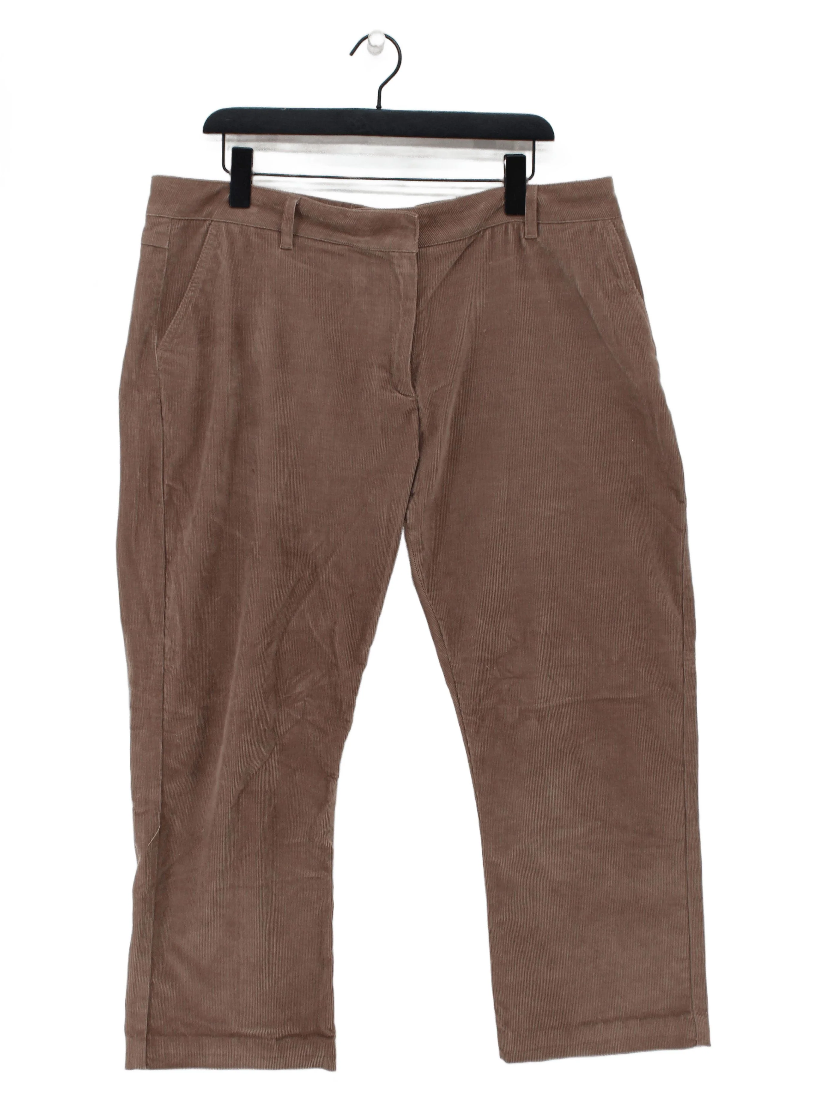 Jaeger Women's Trousers UK 18 Tan Cotton with Elastane Straight Cropped