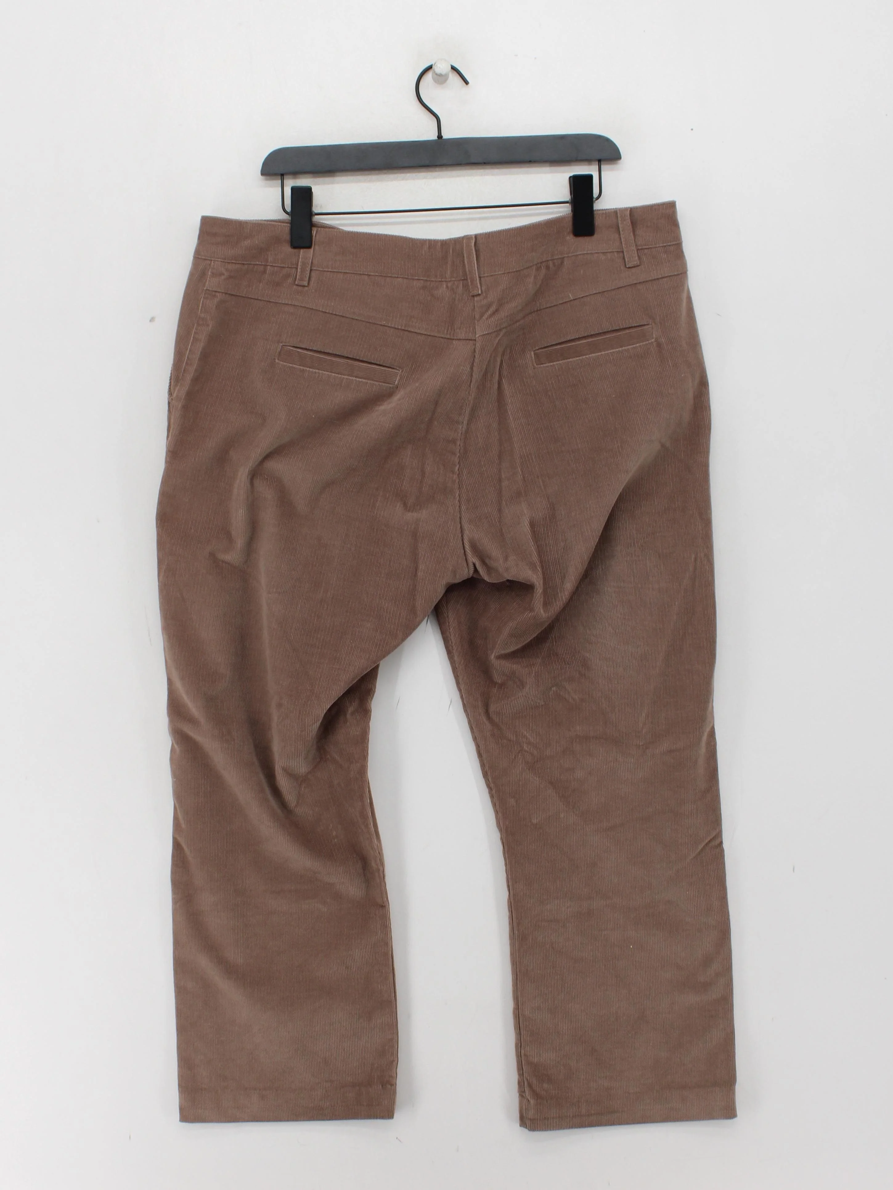 Jaeger Women's Trousers UK 18 Tan Cotton with Elastane Straight Cropped - Image 2