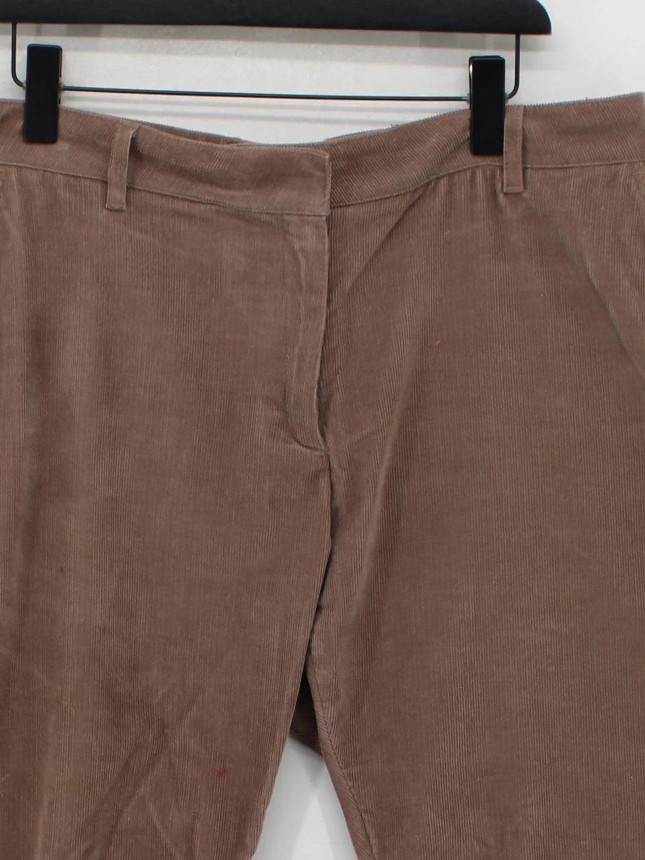 Jaeger Women's Trousers UK 18 Tan Cotton with Elastane Straight Cropped - Image 3