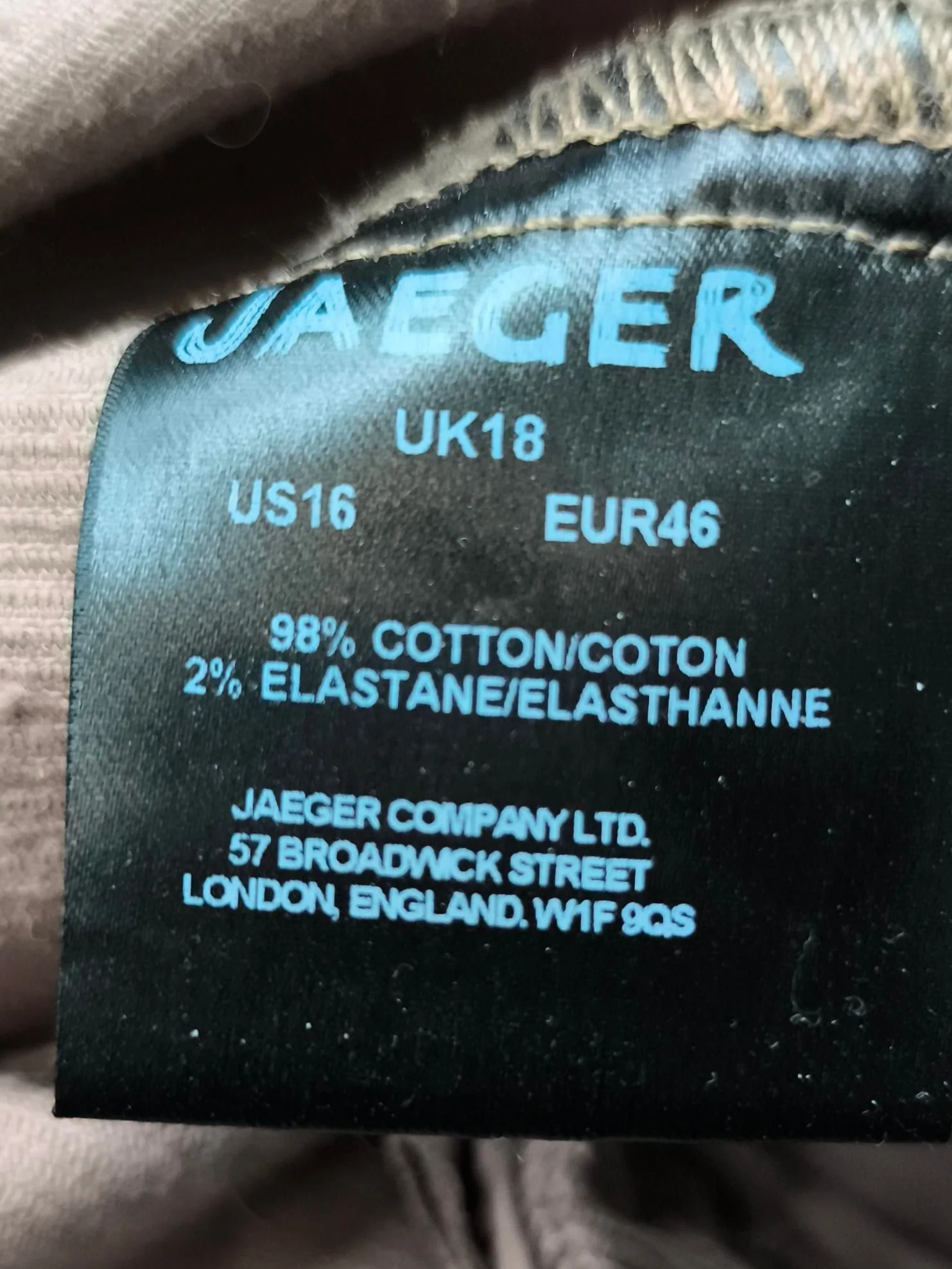 Jaeger Women's Trousers UK 18 Tan Cotton with Elastane Straight Cropped - Image 6