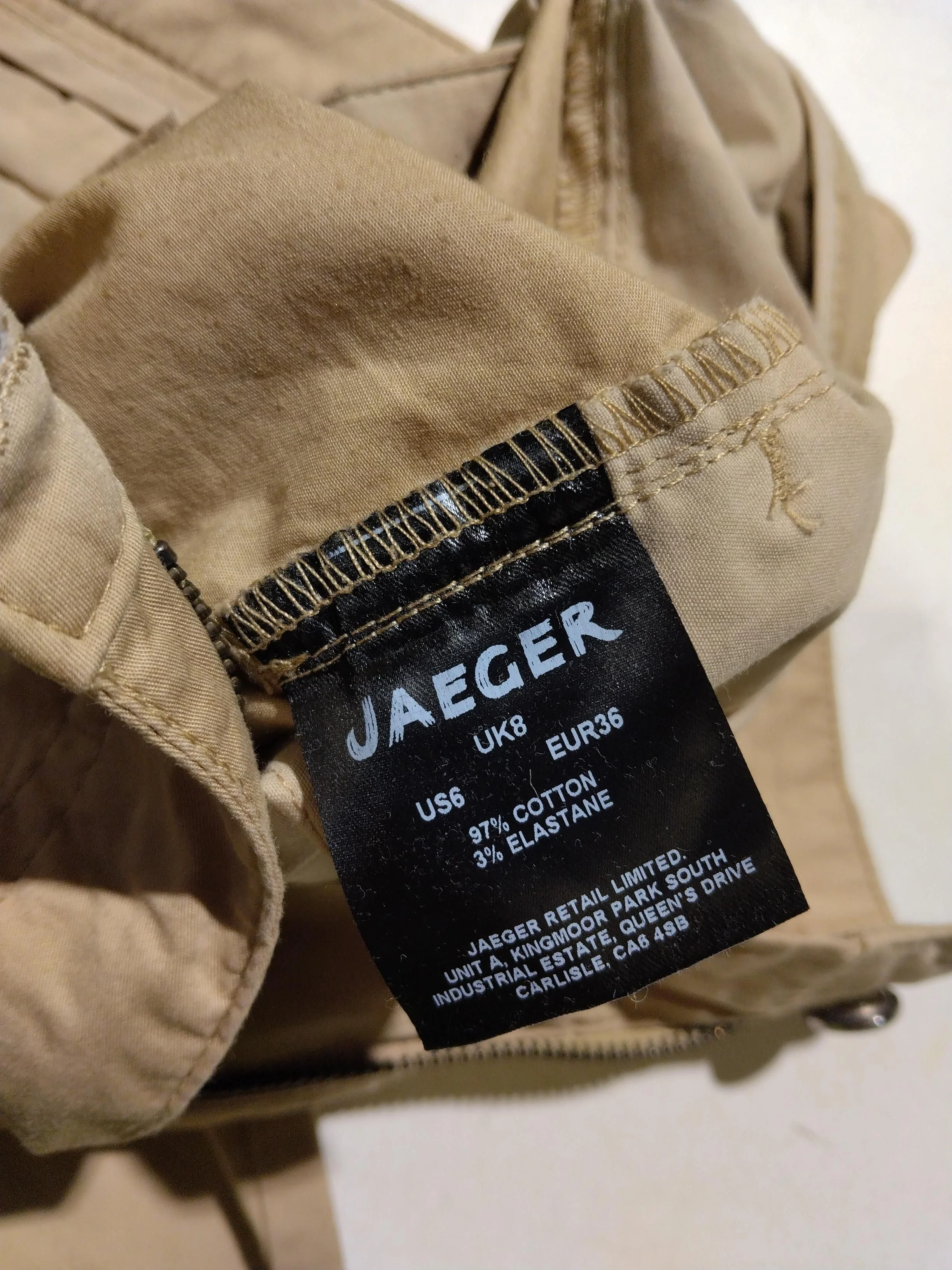 Jaeger Women's Trousers UK 8 Tan Cotton with Elastane Tapered Chino - Image 6
