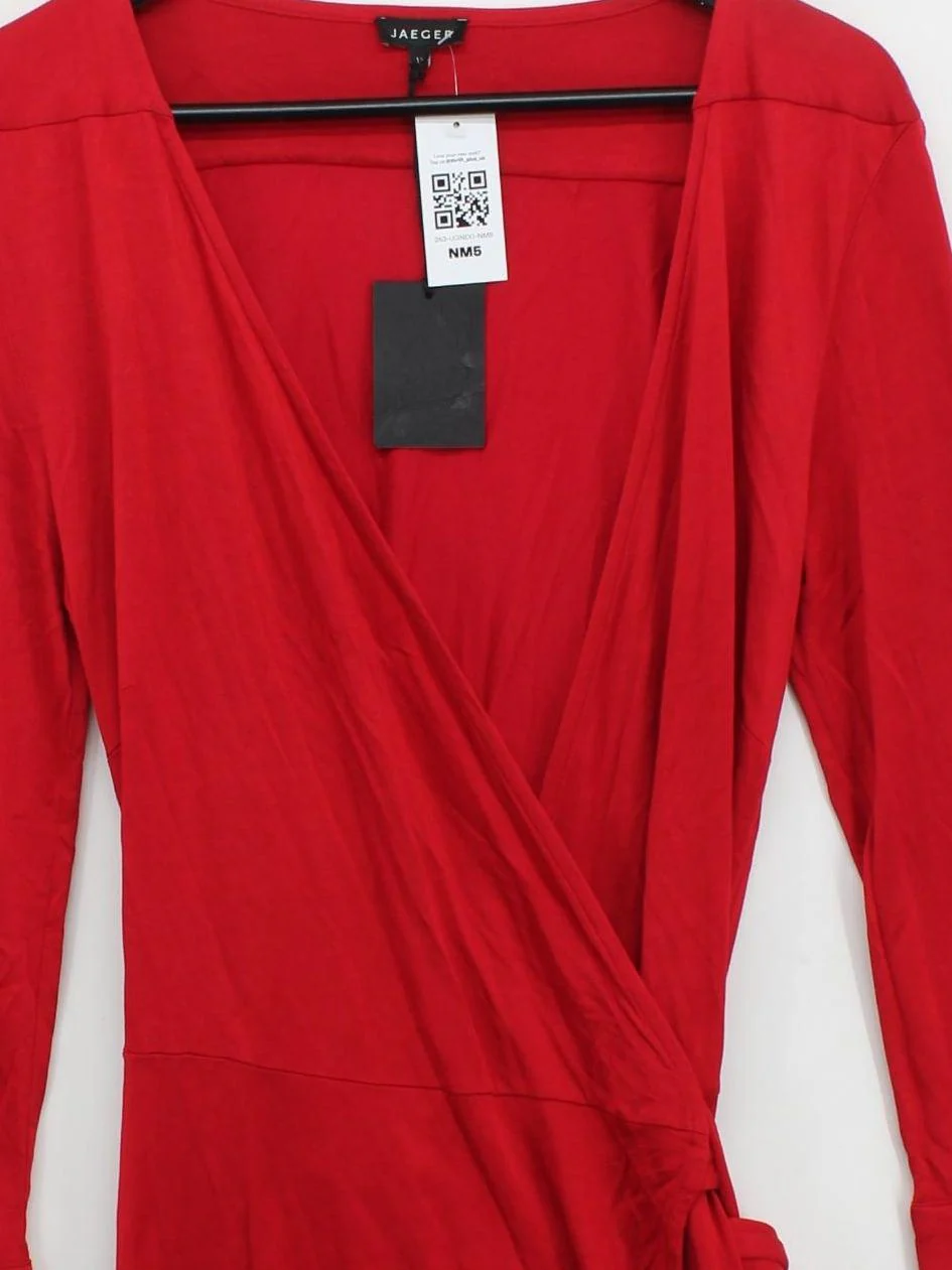 Jaeger Wrap Midi Dress UK12 in Red - Image 3
