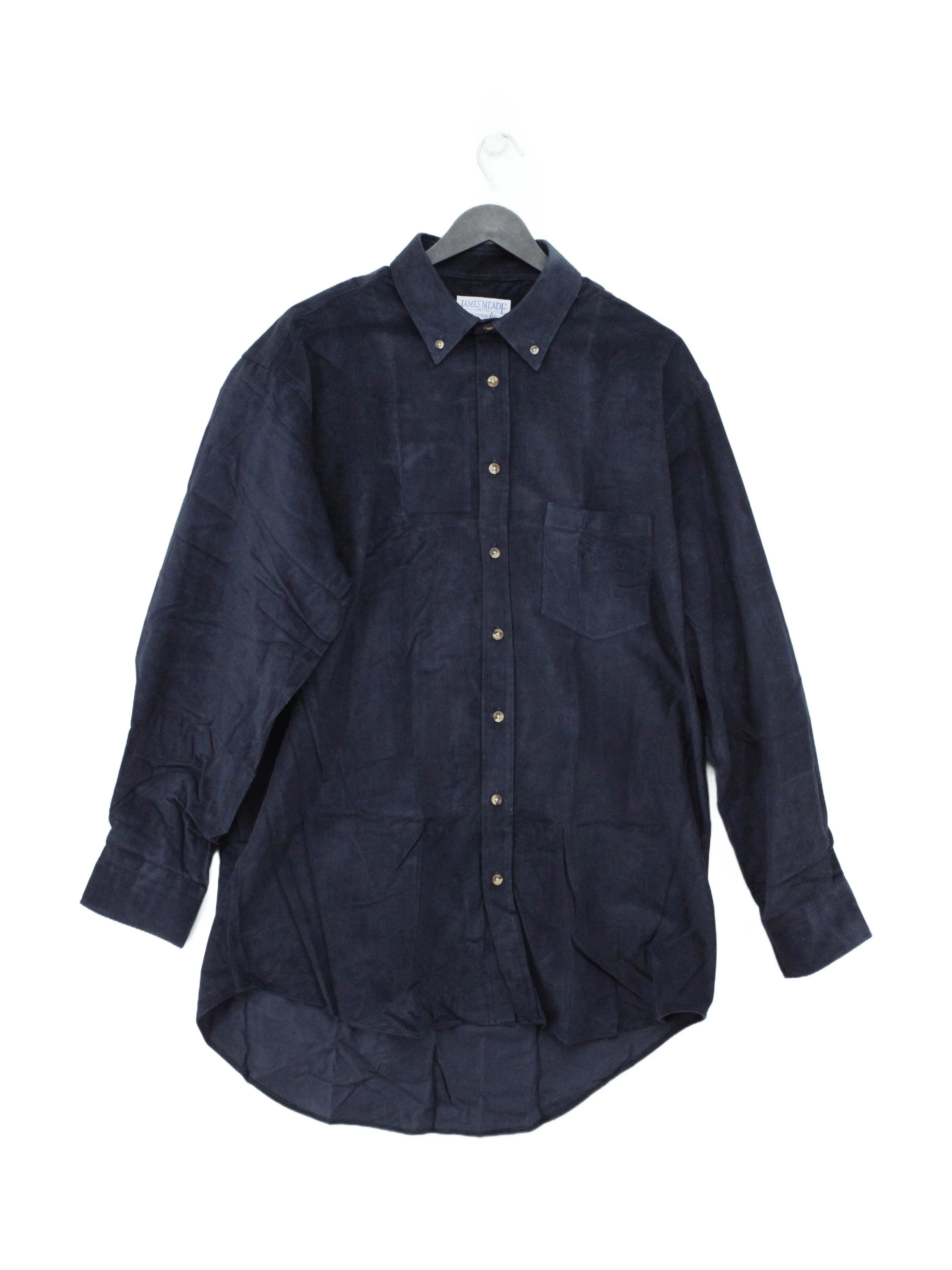 James Meade Men's Shirt XL Blue 100% Cotton Basic