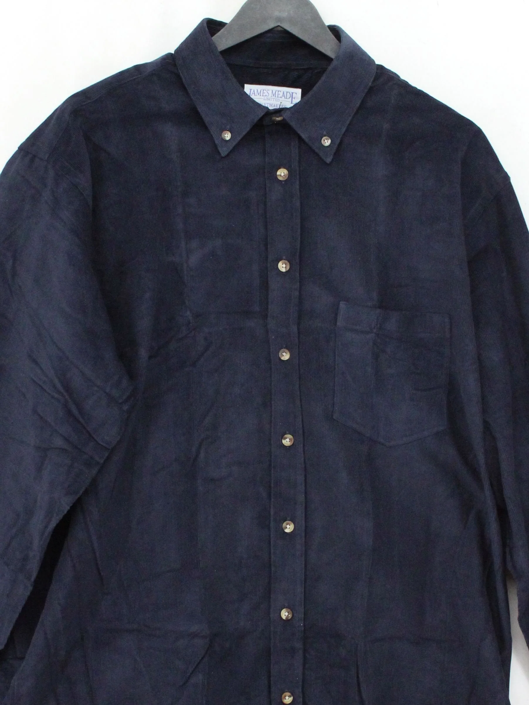 James Meade Men's Shirt XL Blue 100% Cotton Basic - Image 3