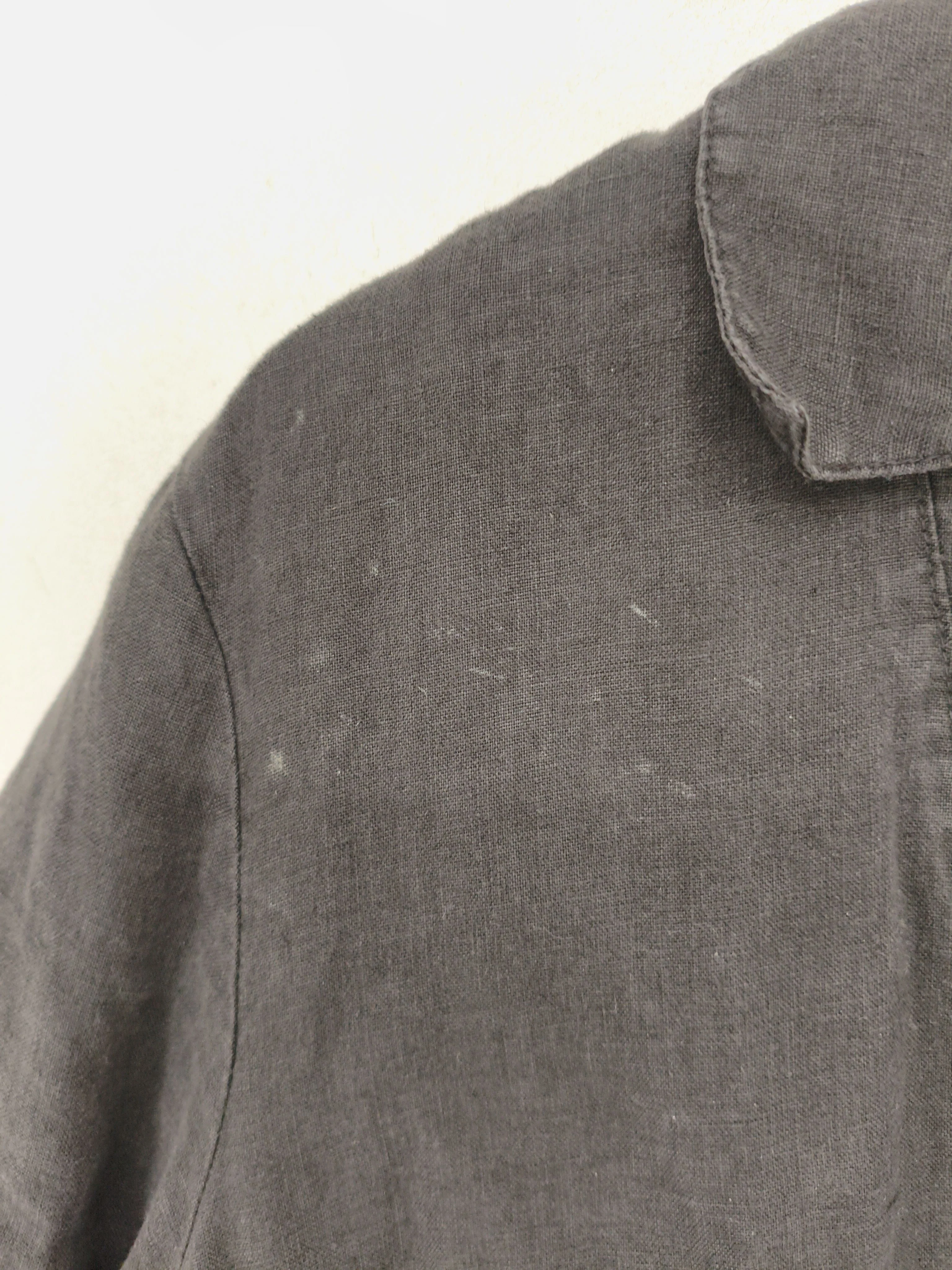 James Perse Women's Shirt L Black 100% Linen 3/4 Sleeve Collared Basic - Image 5
