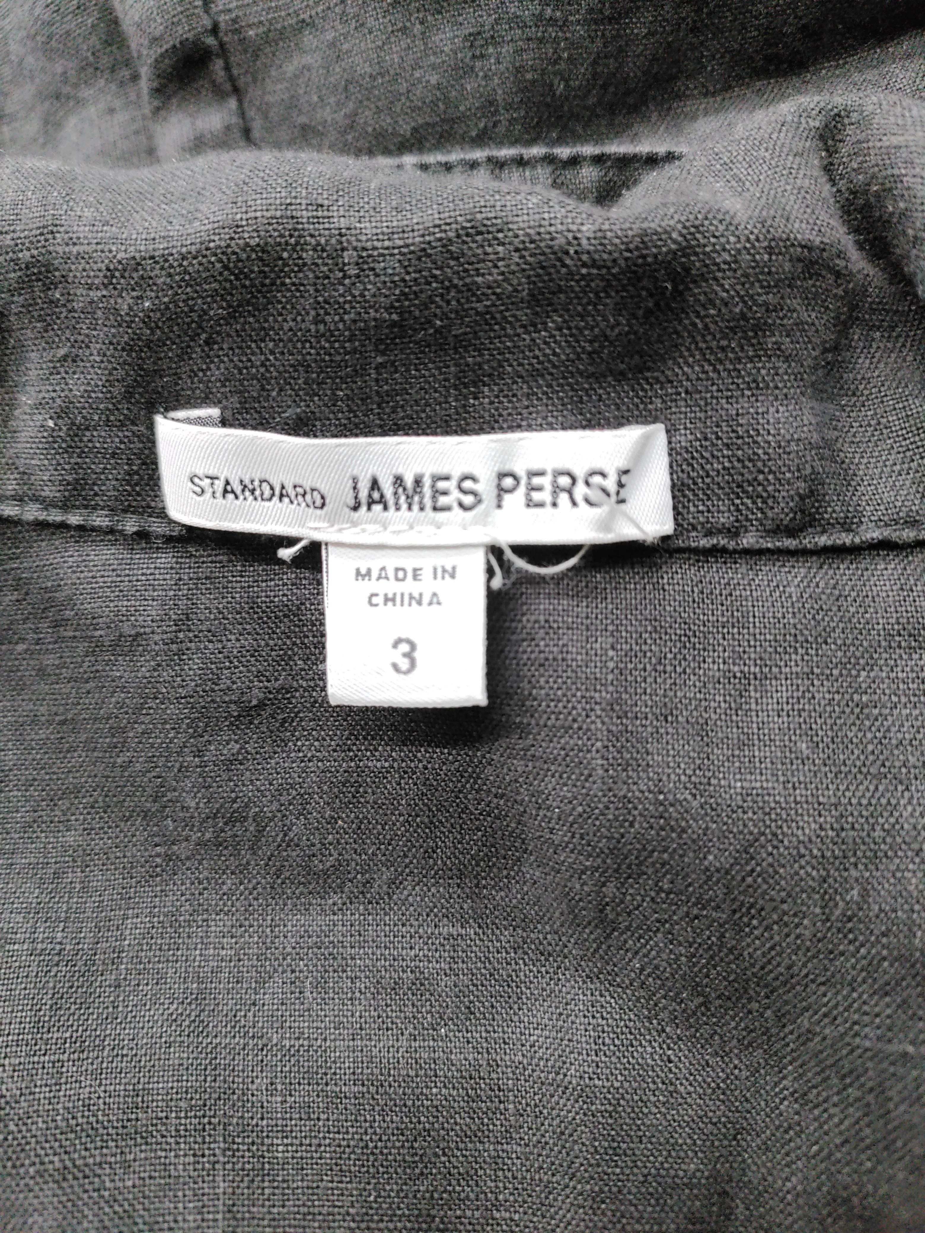 James Perse Women's Shirt L Black 100% Linen 3/4 Sleeve Collared Basic - Image 6